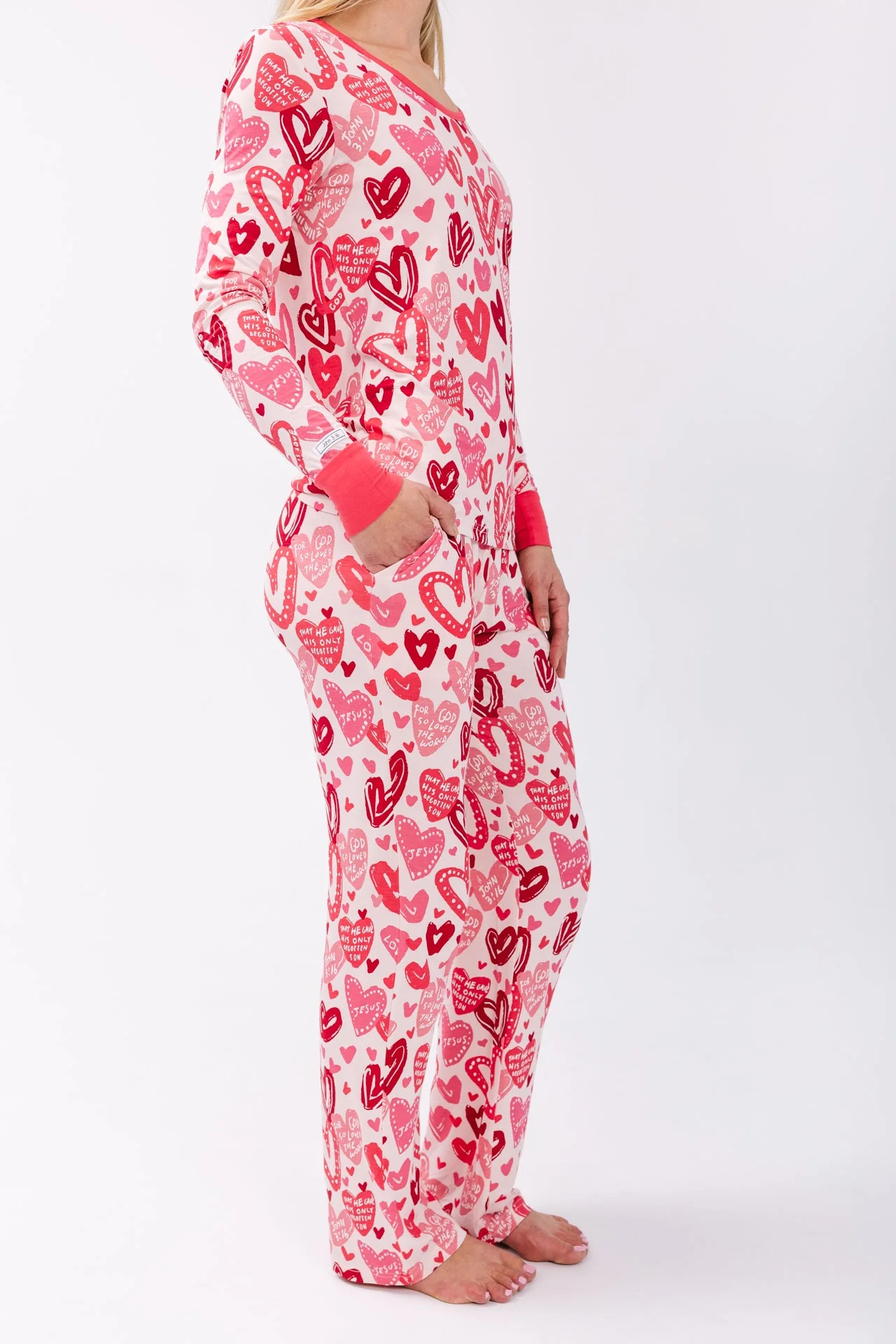 John 3:16 Pink Women's PJ Set Bamboo - Image 2
