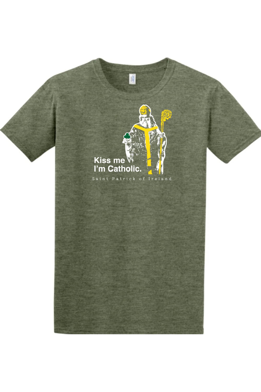 Kiss Me, I'm Catholic - St. Patrick of Ireland Adult T-shirt - Image 2