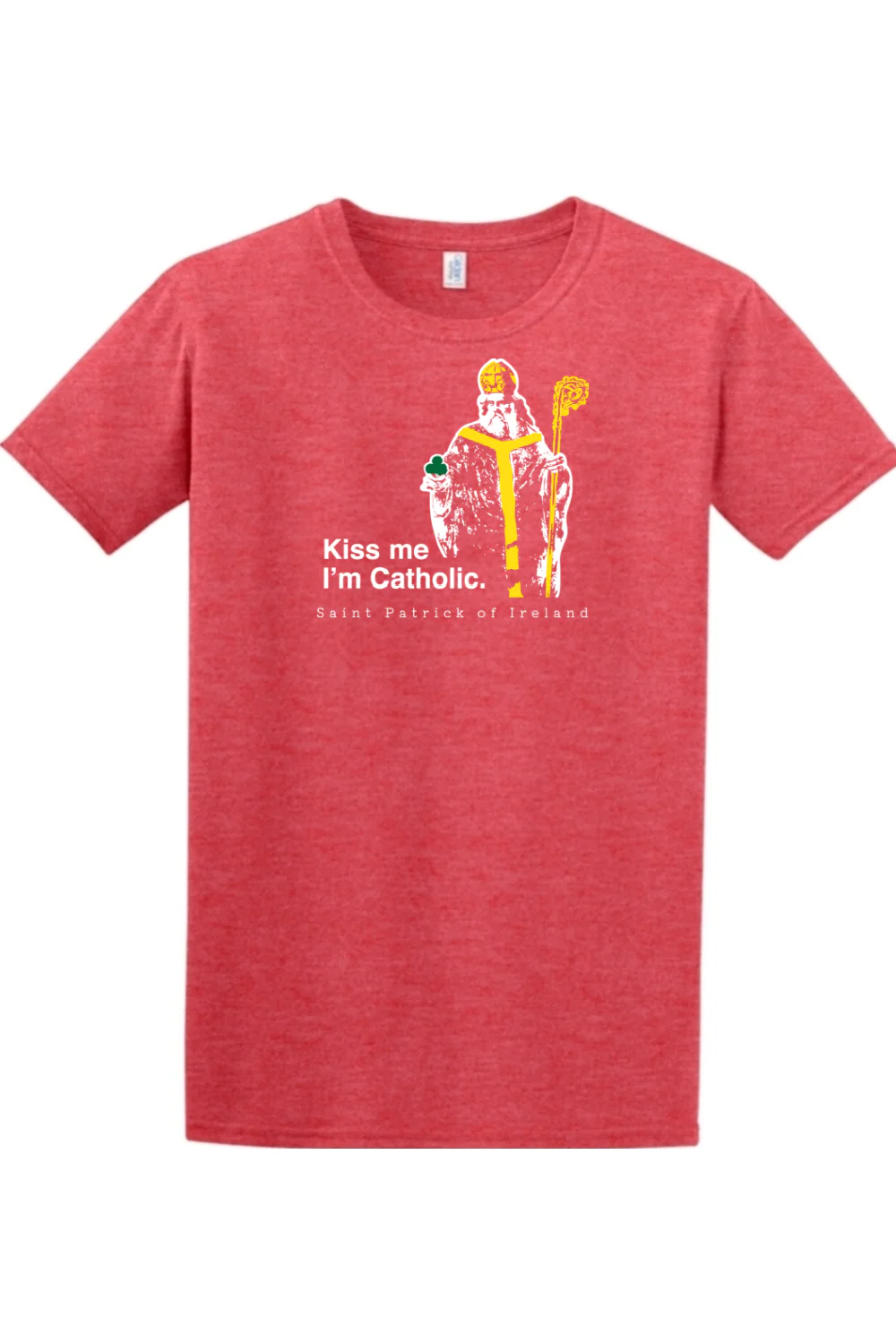 Kiss Me, I'm Catholic - St. Patrick of Ireland Adult T-shirt - Image 4
