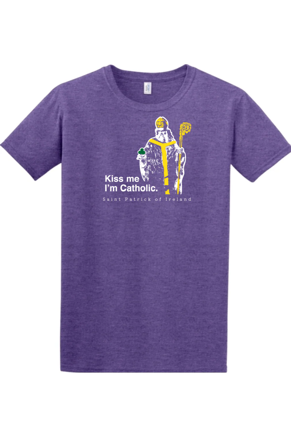 Kiss Me, I'm Catholic - St. Patrick of Ireland Adult T-shirt - Image 5