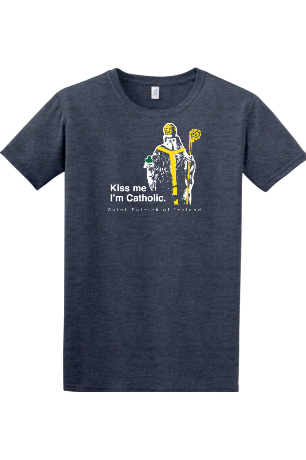 Kiss Me, I'm Catholic - St. Patrick of Ireland Adult T-shirt - Image 6