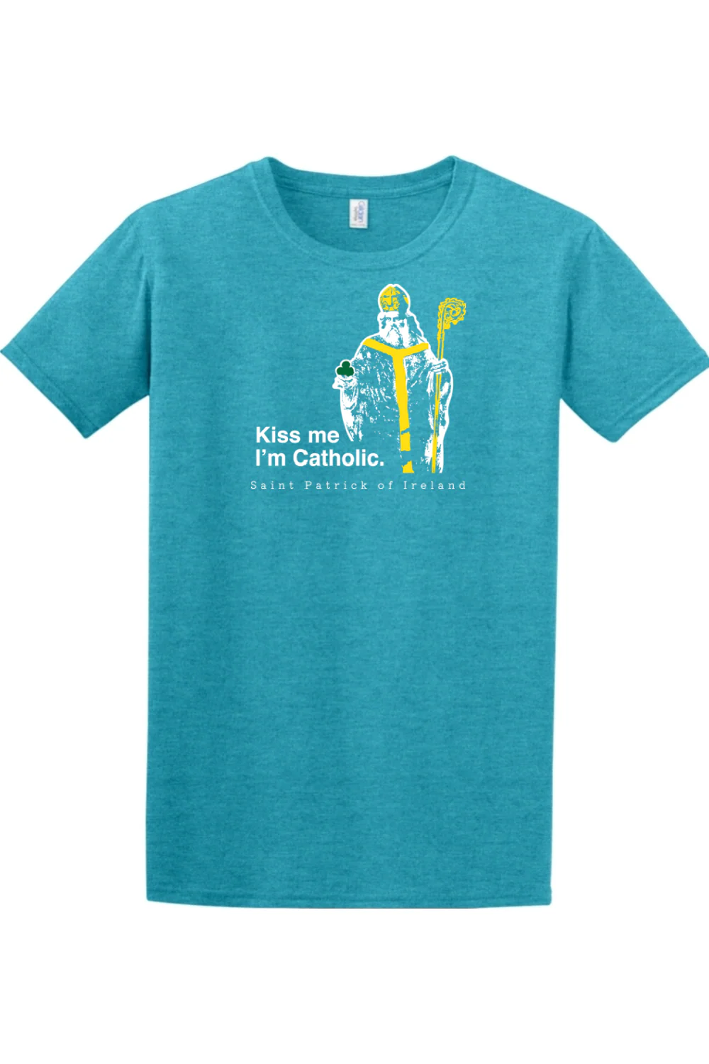 Kiss Me, I'm Catholic - St. Patrick of Ireland Adult T-shirt - Image 8