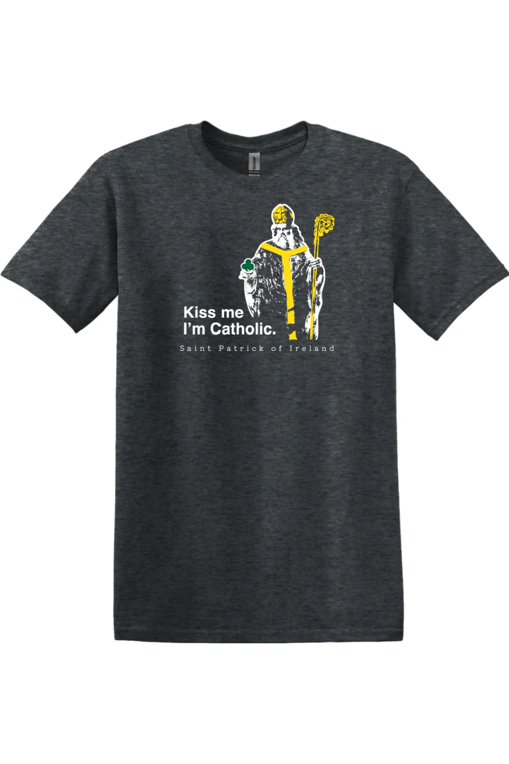 Kiss Me, I'm Catholic - St. Patrick of Ireland Adult T-shirt - Image 9
