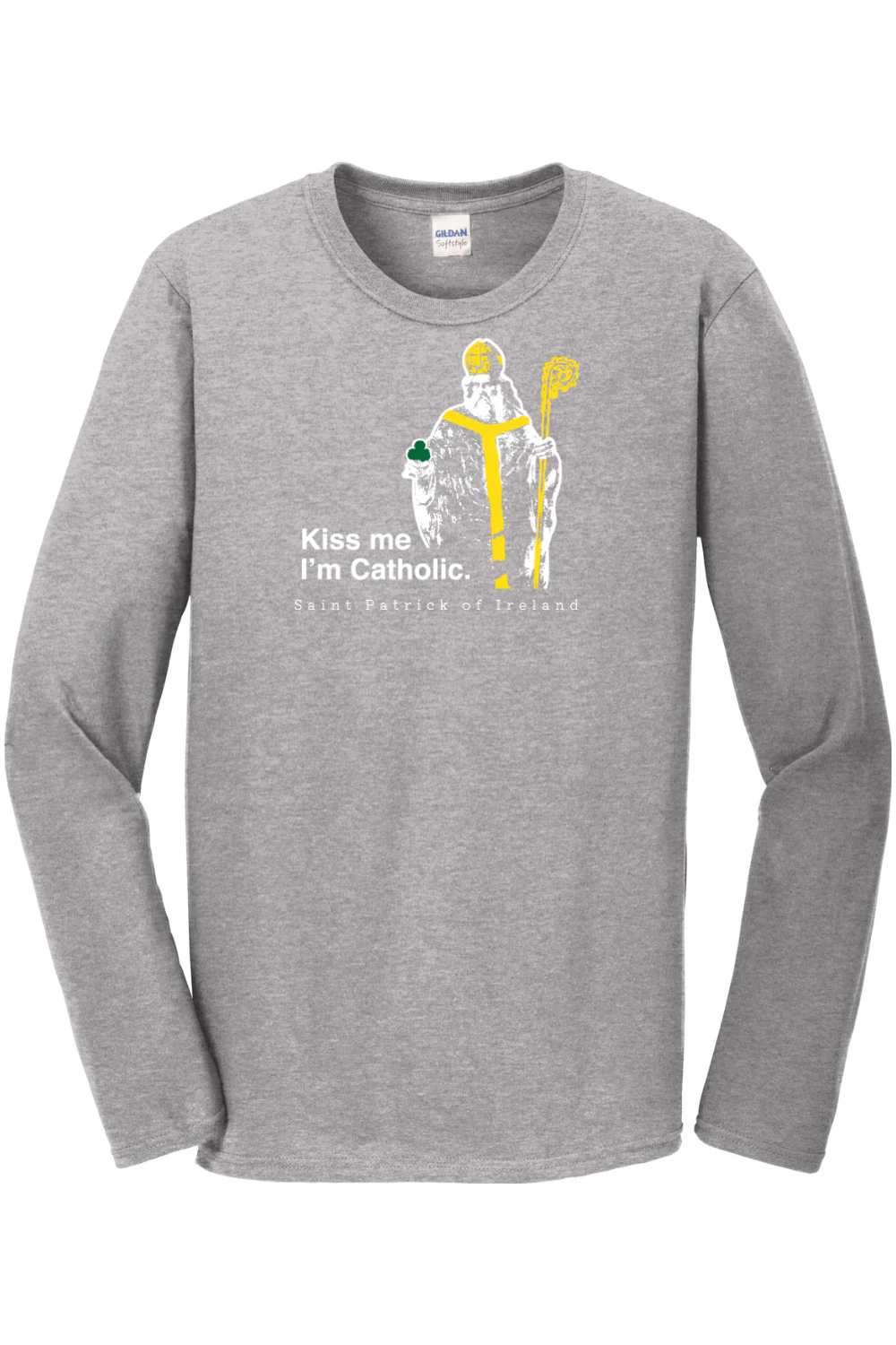 Kiss Me, I'm Catholic - St Patrick of Ireland Long Sleeve - Image 3