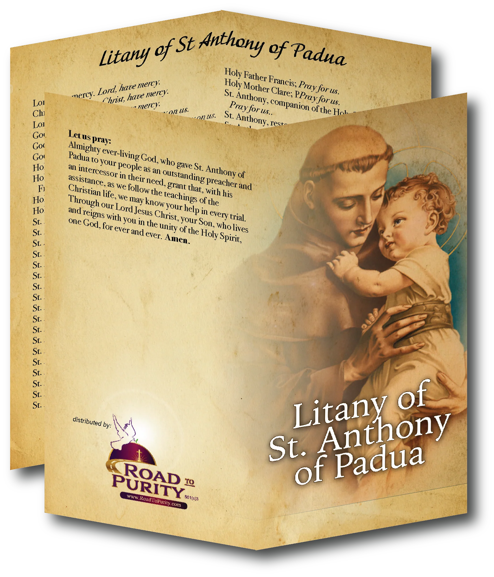 Litany of St Anthony of Padua  - Prayer Card / 3" x 6" folded (c)
