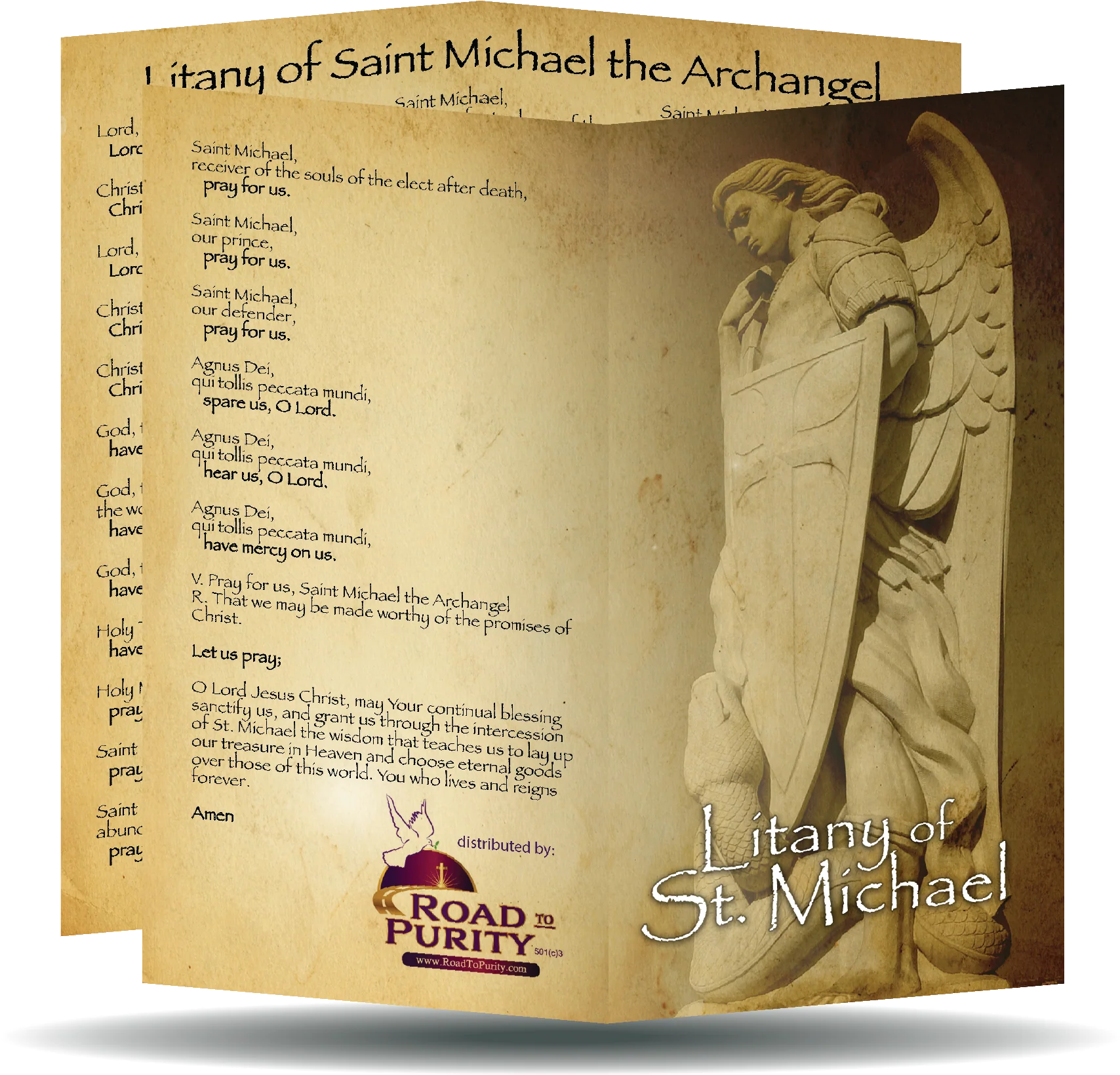 Litany of St Michael - Prayer Card / 3" x 6" folded (c)