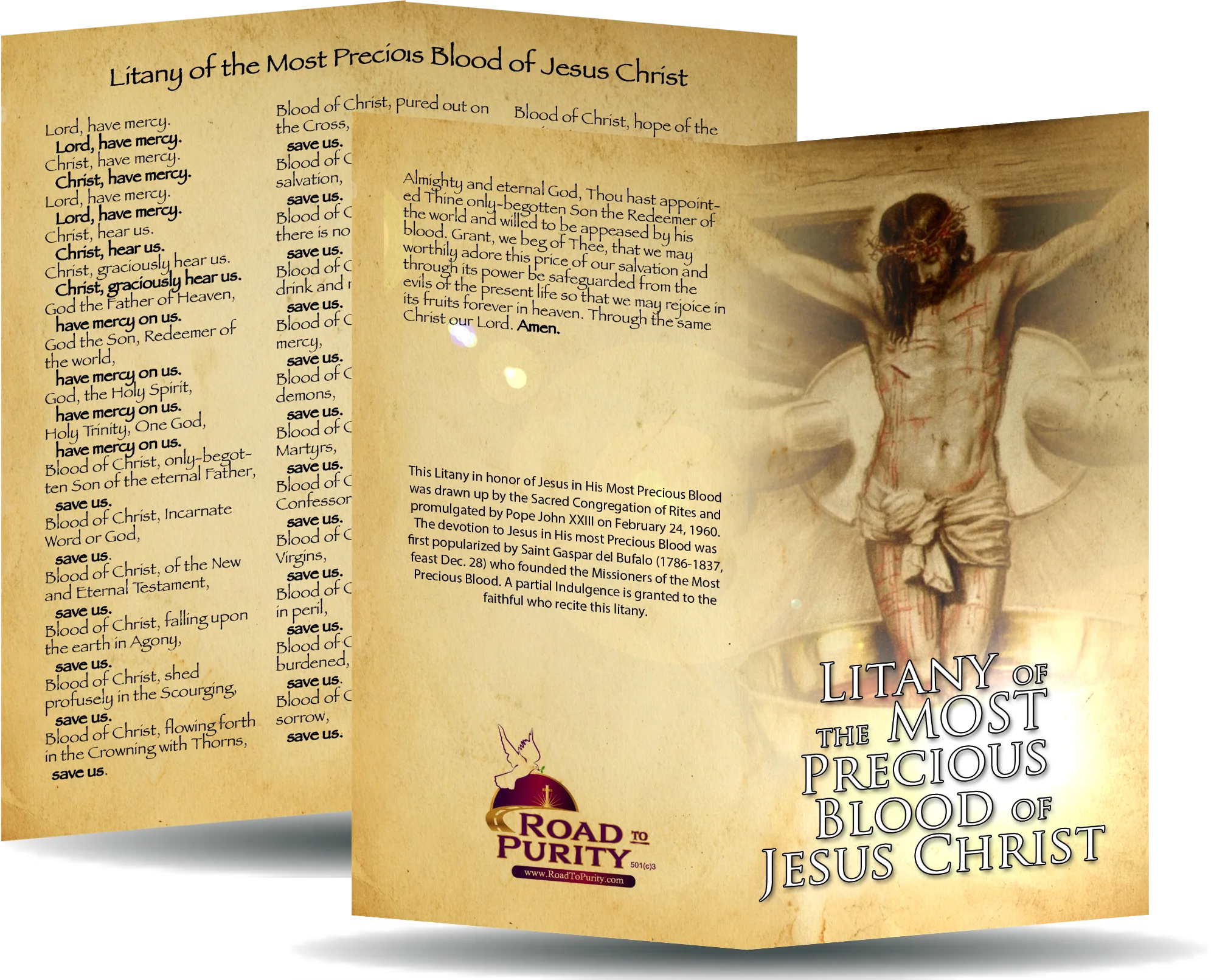Litany of the Most Precious Blood of Jesus Christ - Prayer Card / 3" x 6" folded (c)