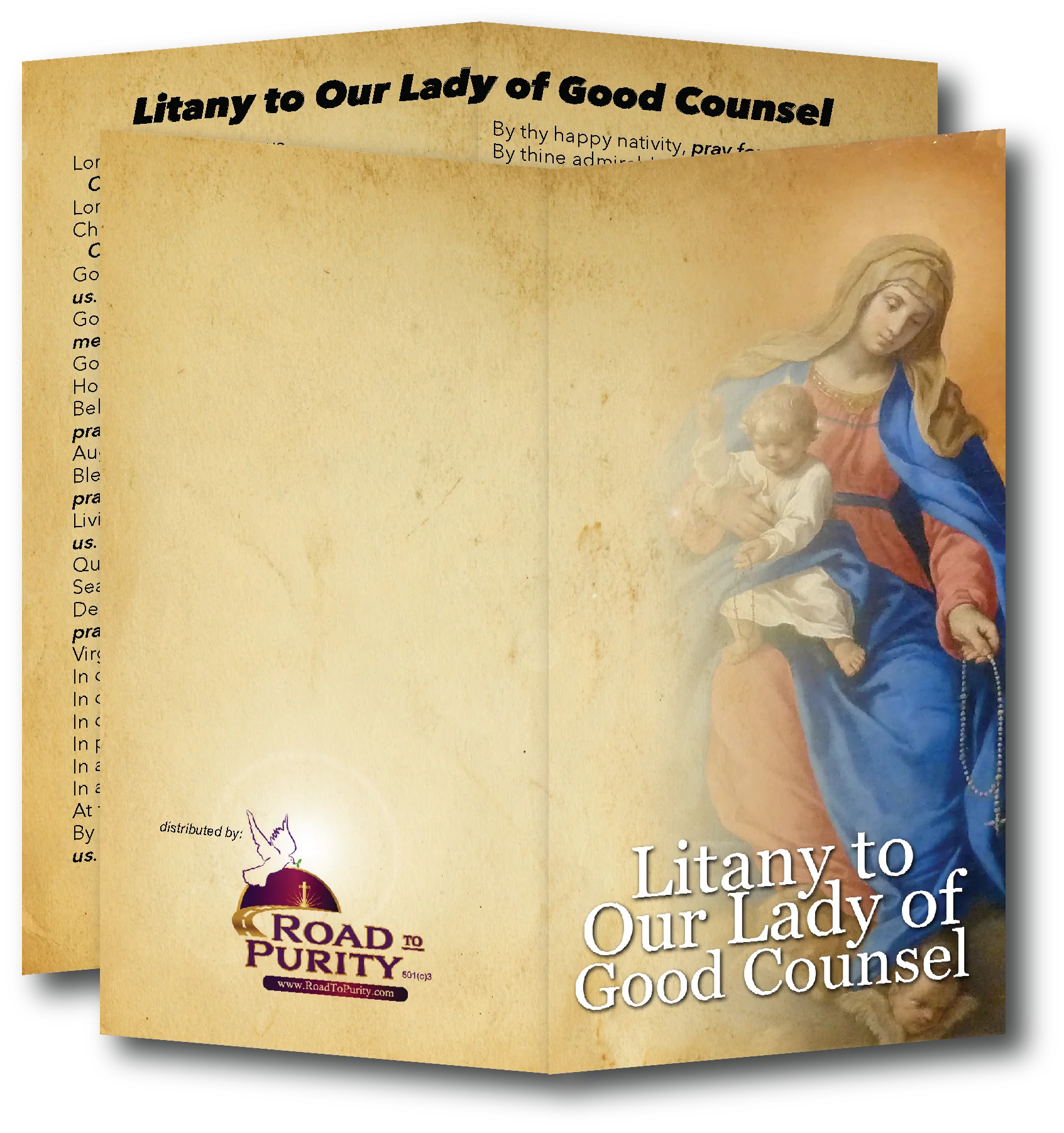 Litany to Our Lady of Good Counsel - Prayer Card / 3" x 6" folded (c)