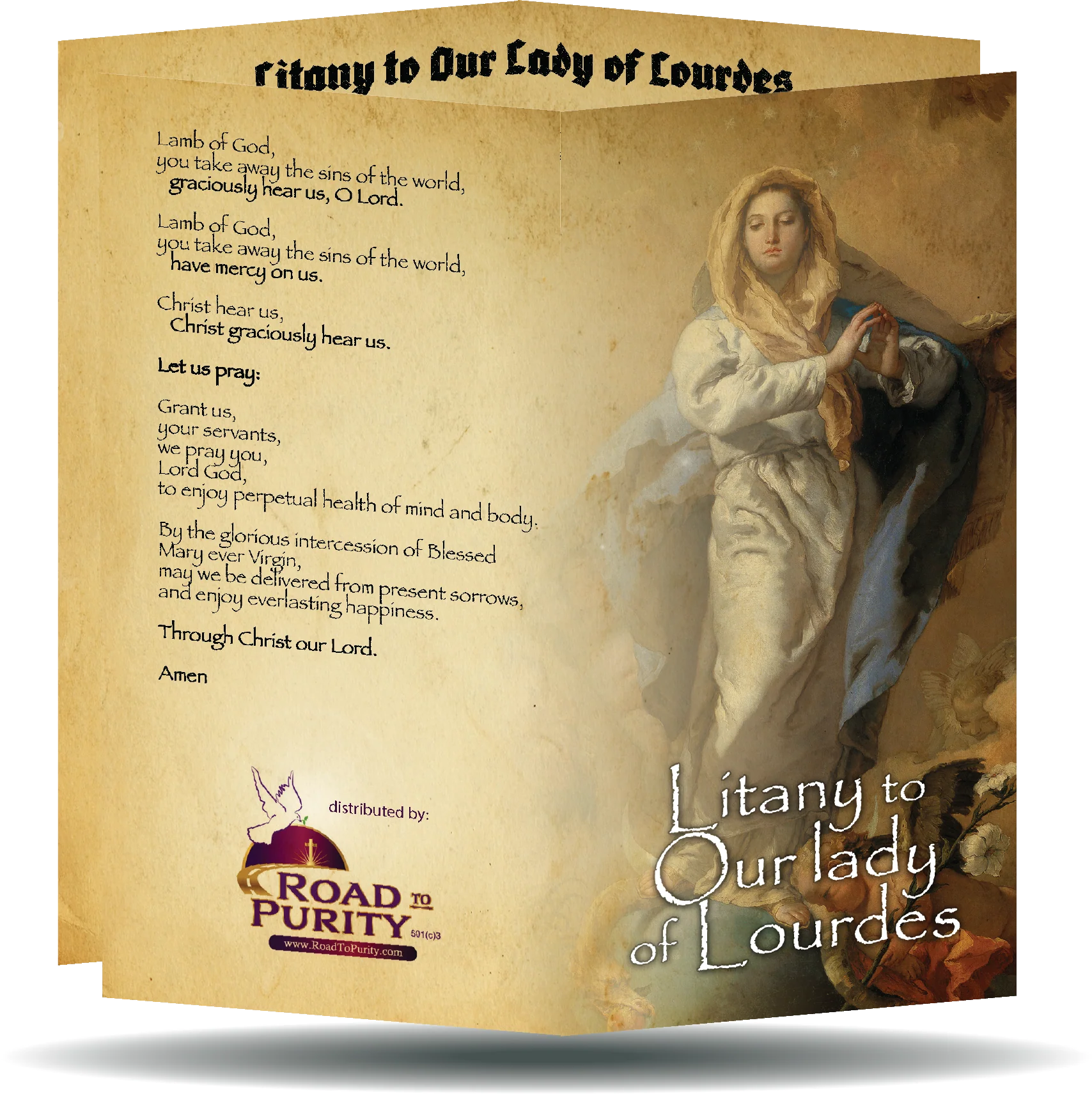 Litany to Our Lady of Lourdes - Prayer Card / 3" x 6" folded (c)