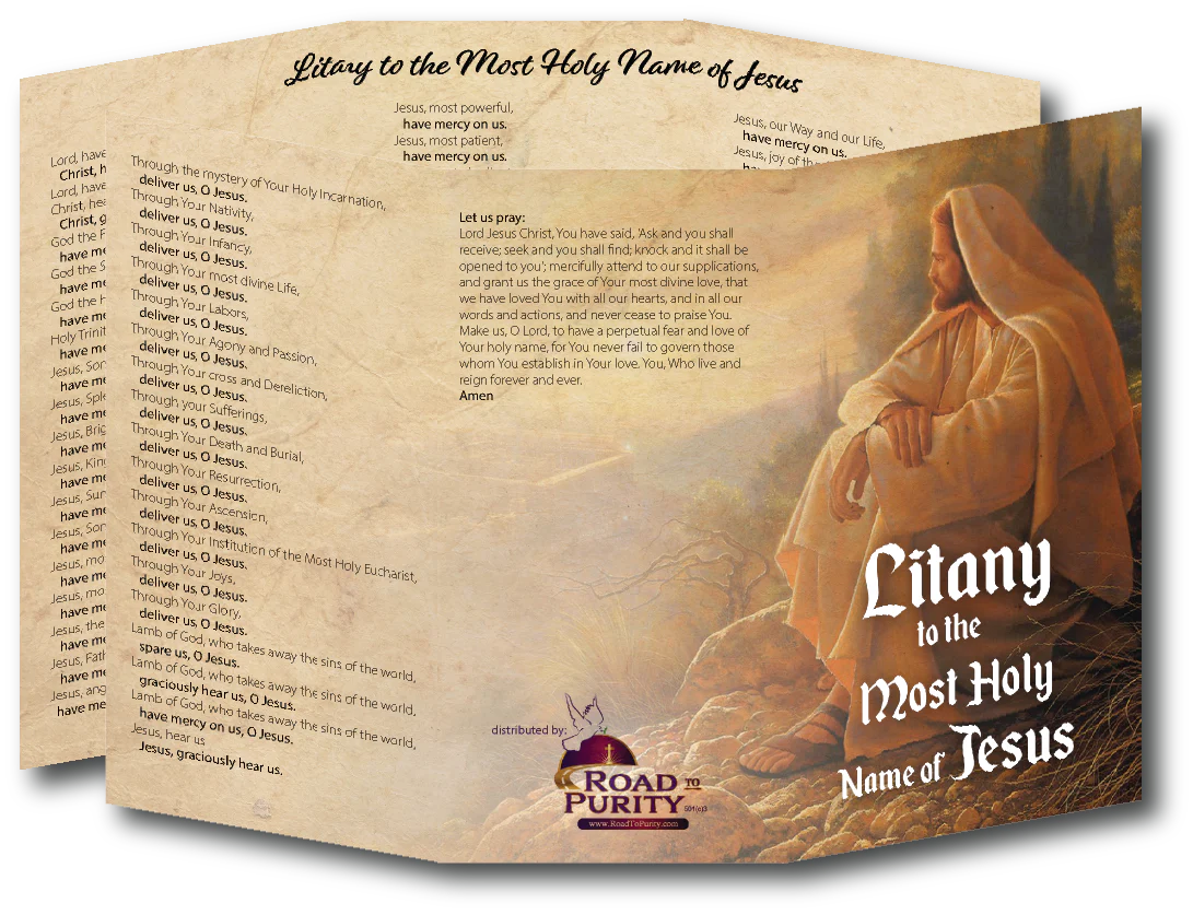 Litany to the Most Holy Name of Jesus - Prayer Card / 3" x 6" folded (c)