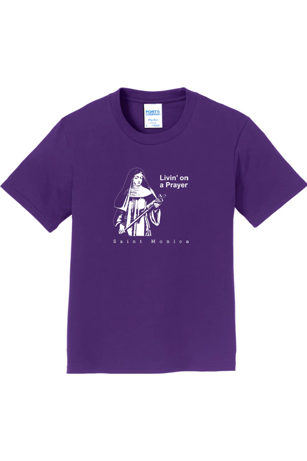 Livin' on a Prayer - St. Monica - Youth T-Shirt - Image 4