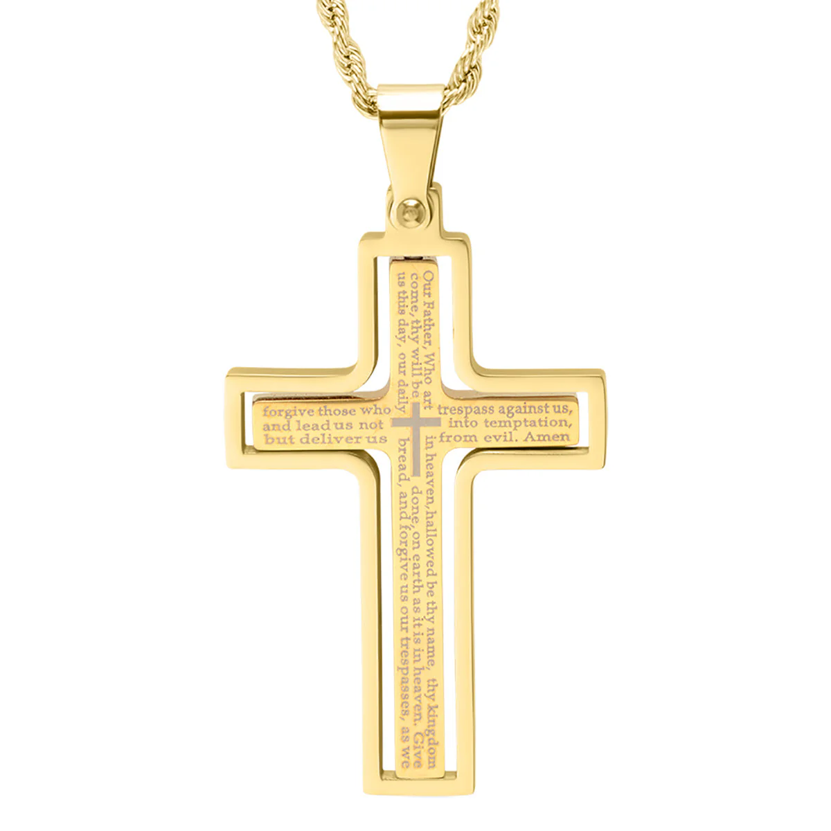 Lords Prayer Spinner Cross Pendant - Image 2
