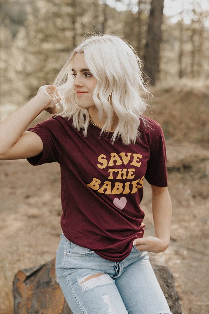Maroon Save The Babies Tee - Image 2