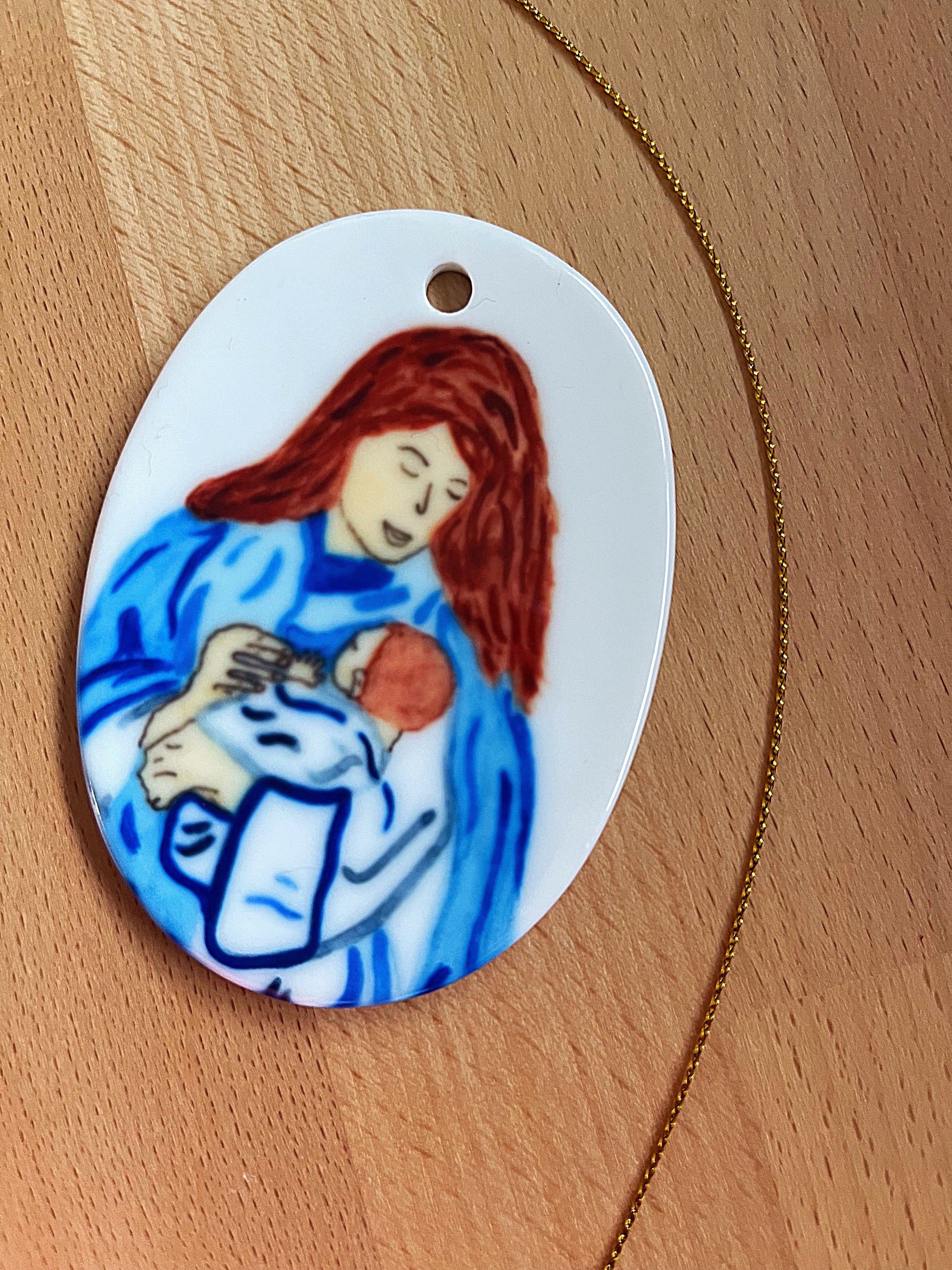 Mary and Baby Jesus Ceramic Ornament - Image 10