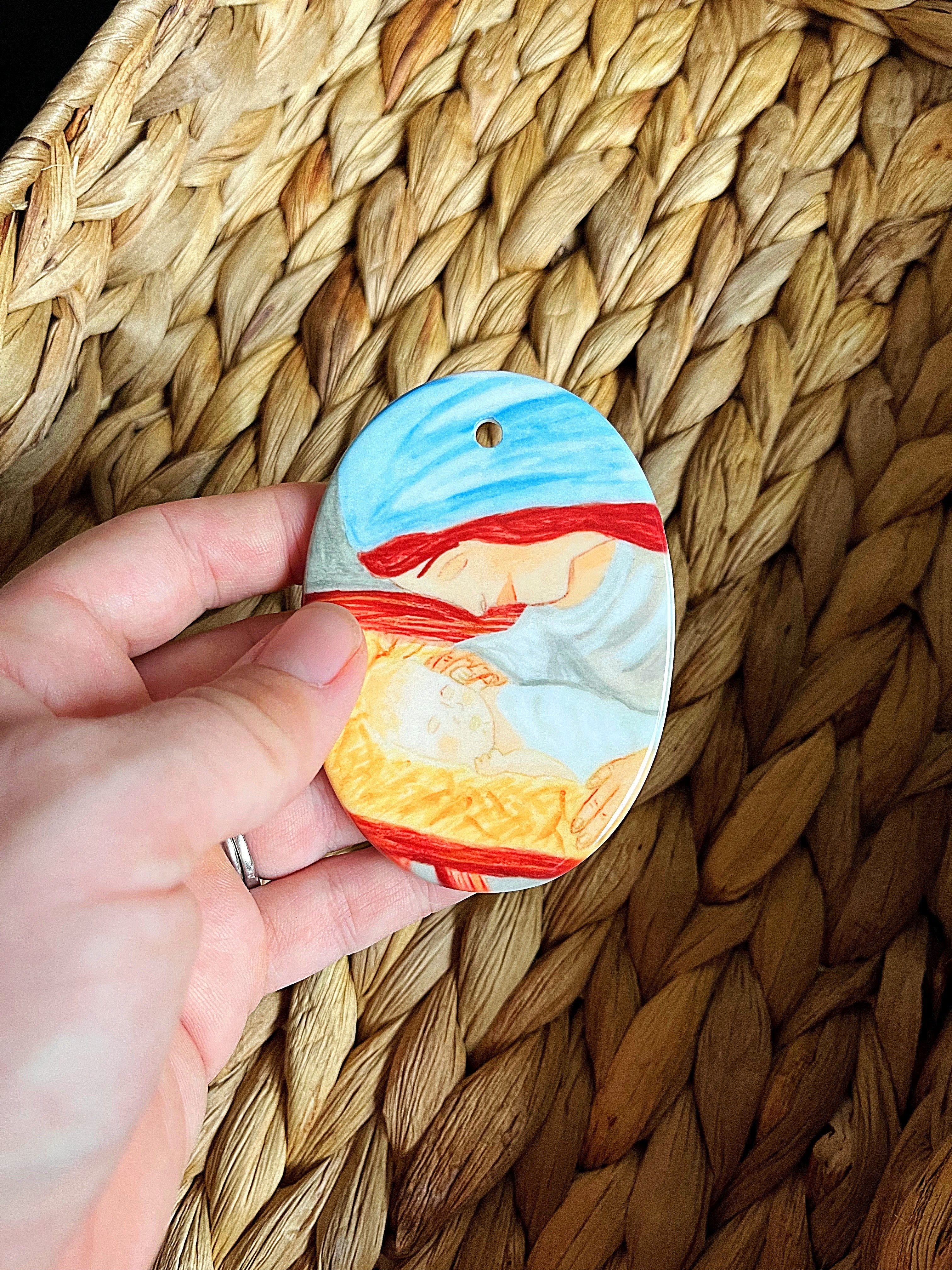Mary and Baby Jesus Ceramic Ornament - Image 9