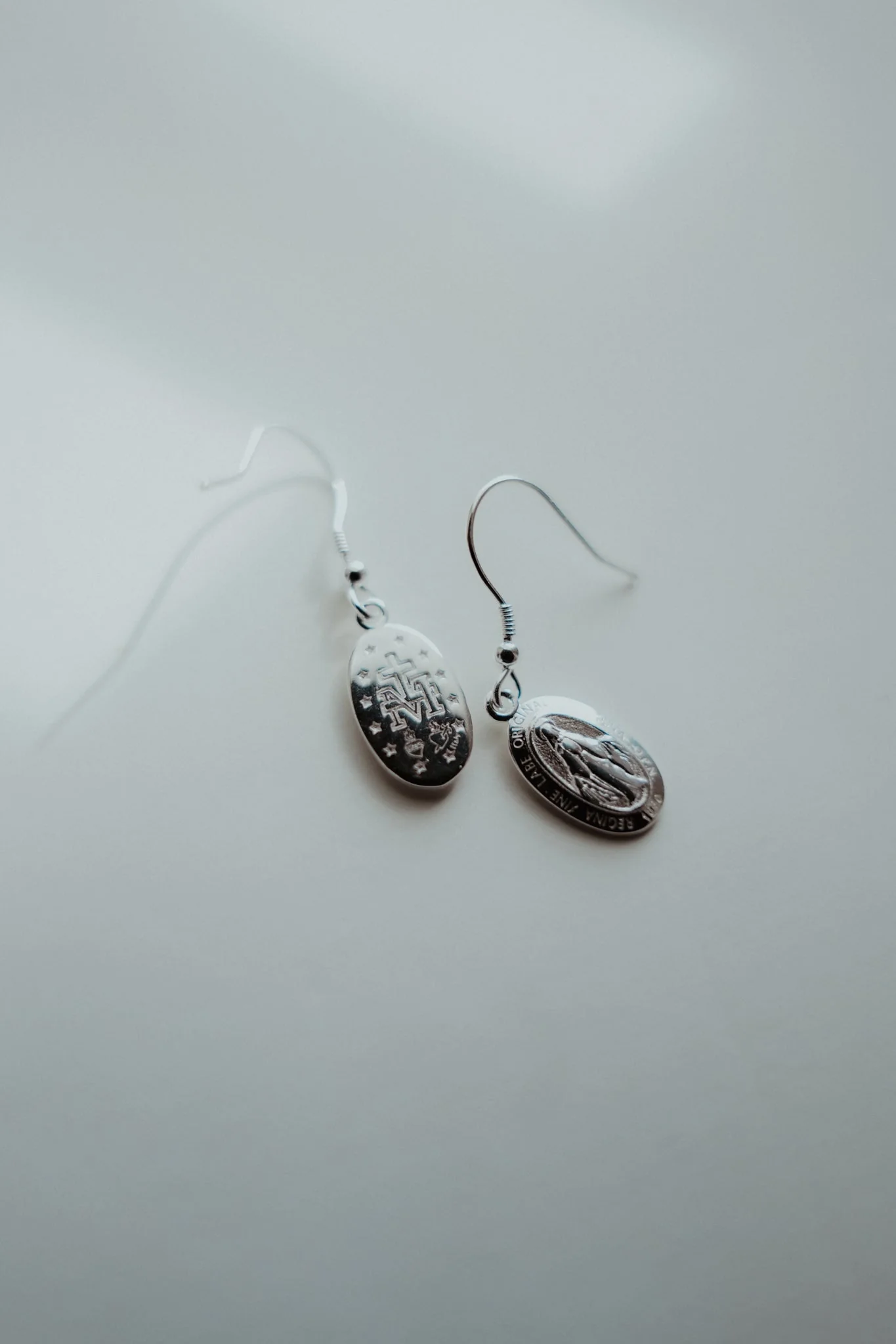 Miraculous Medal Earrings // Silver - Image 3