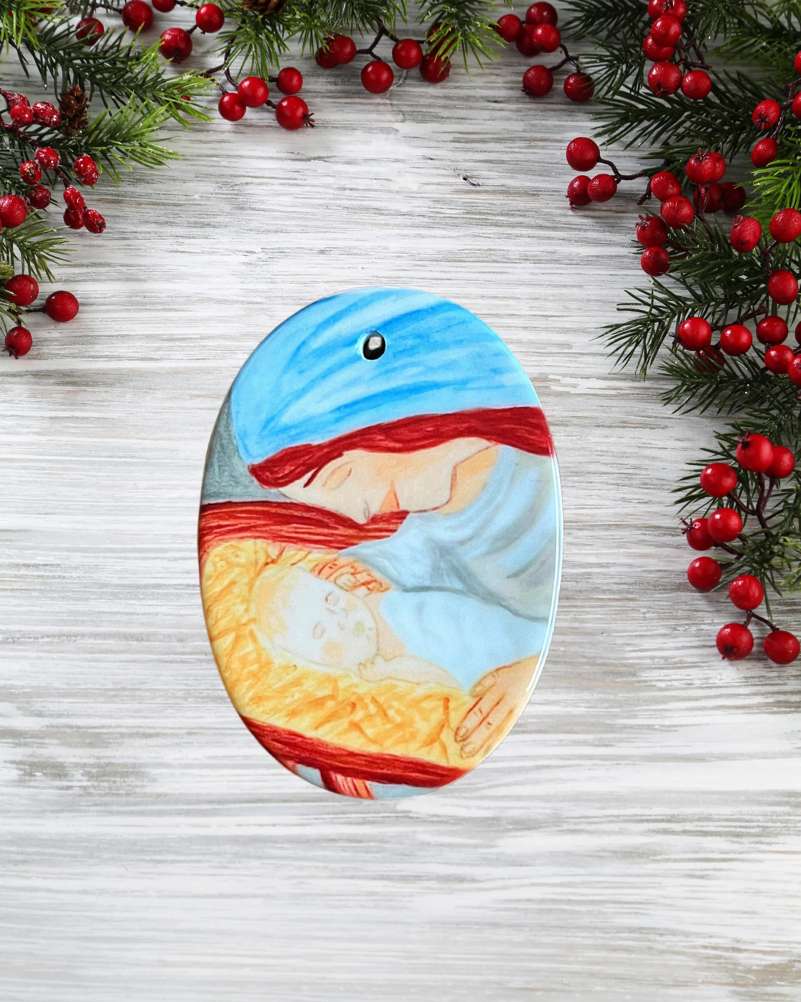 Nativity Scene Ceramic Ornament - Image 3