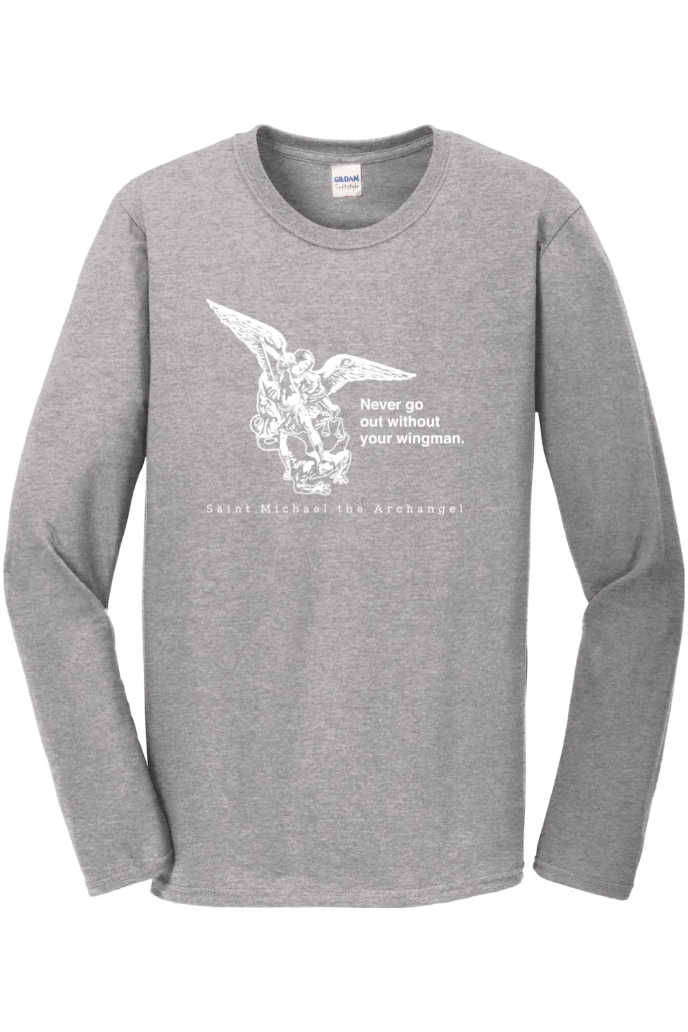 Never Go Without Your Wingman - St. Michael the Archangel Long Sleeve - Image 2