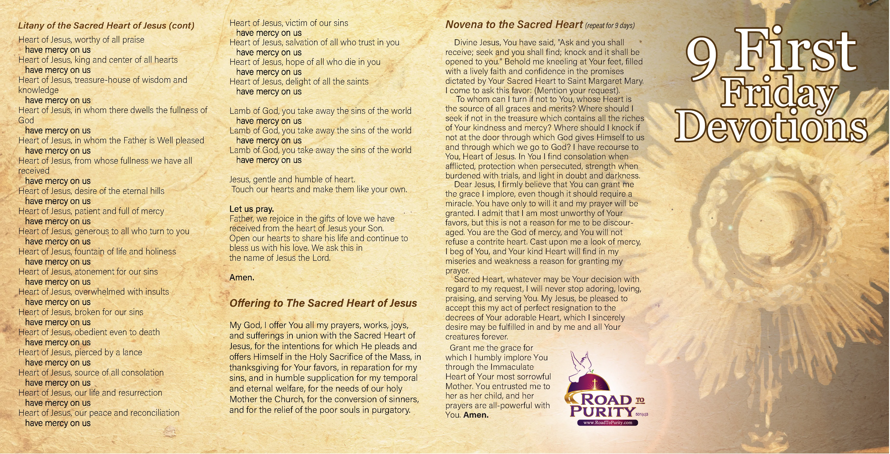 NEW! 9 First Friday Devotions - Prayer Card / 3" x 6" folded (c) - Image 2