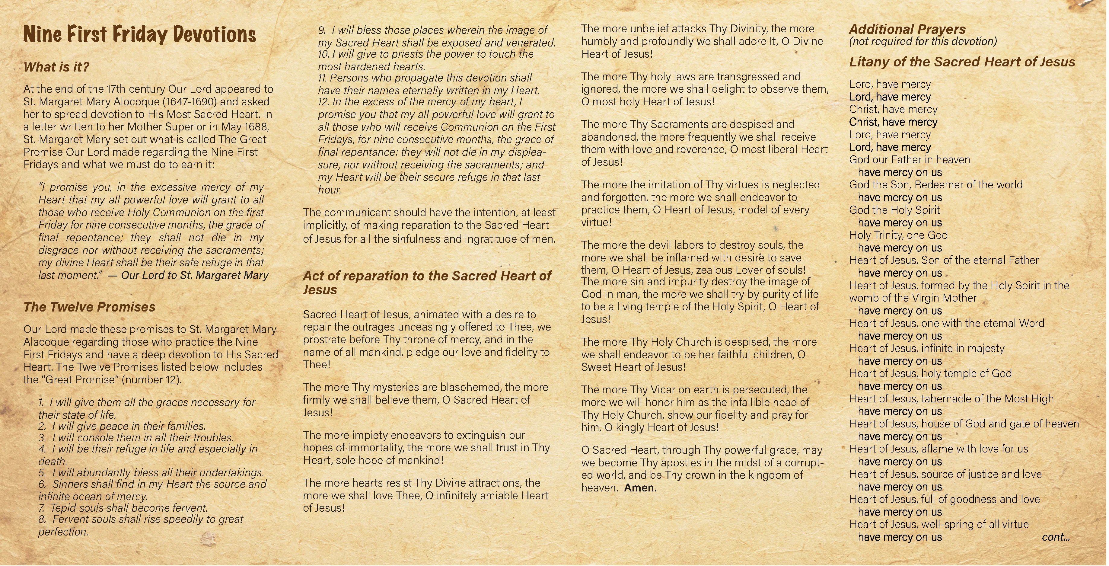 NEW! 9 First Friday Devotions - Prayer Card / 3" x 6" folded (c) - Image 3