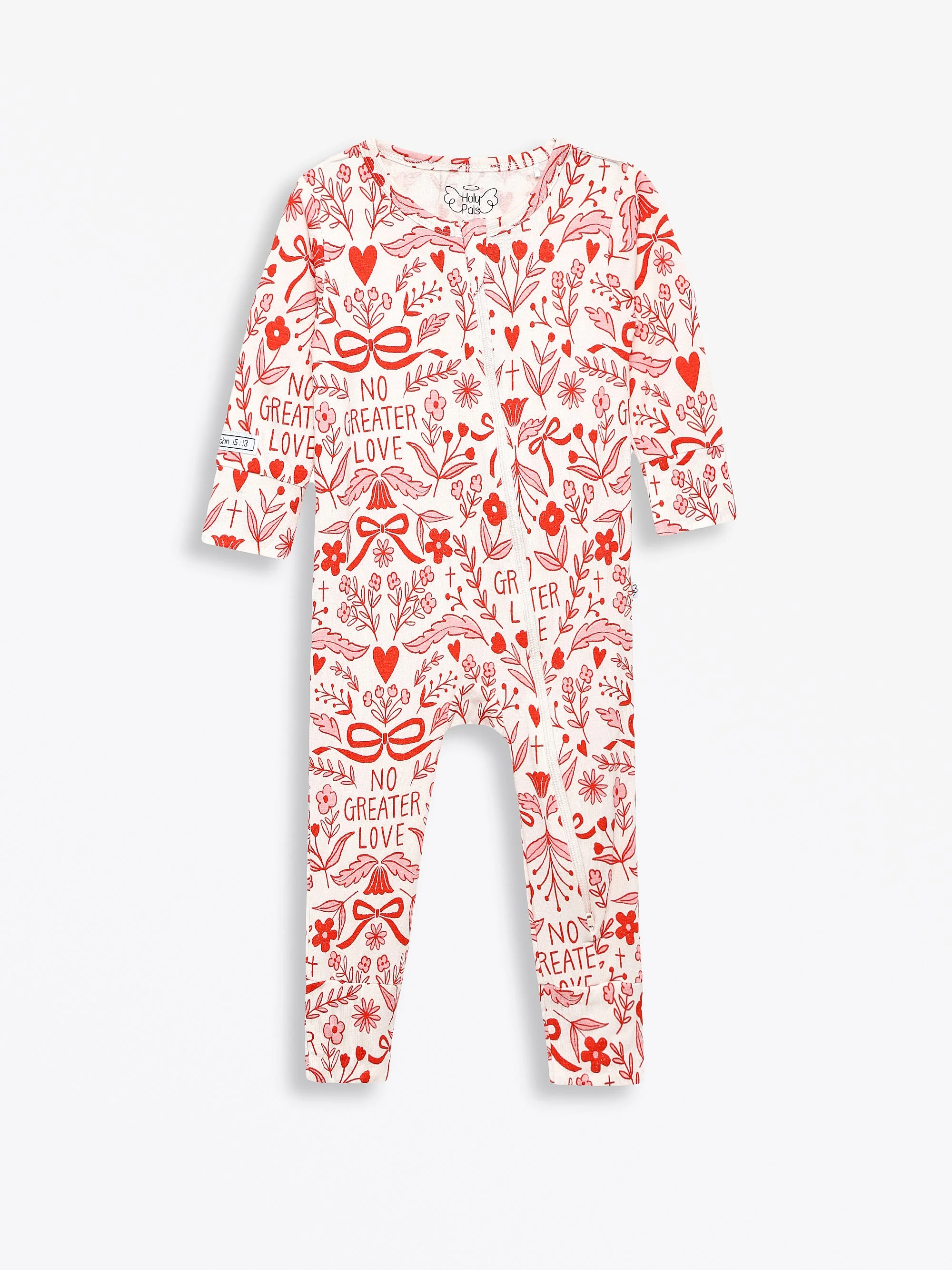 No Greater Love Pink Footless Onesie Bamboo - Image 2