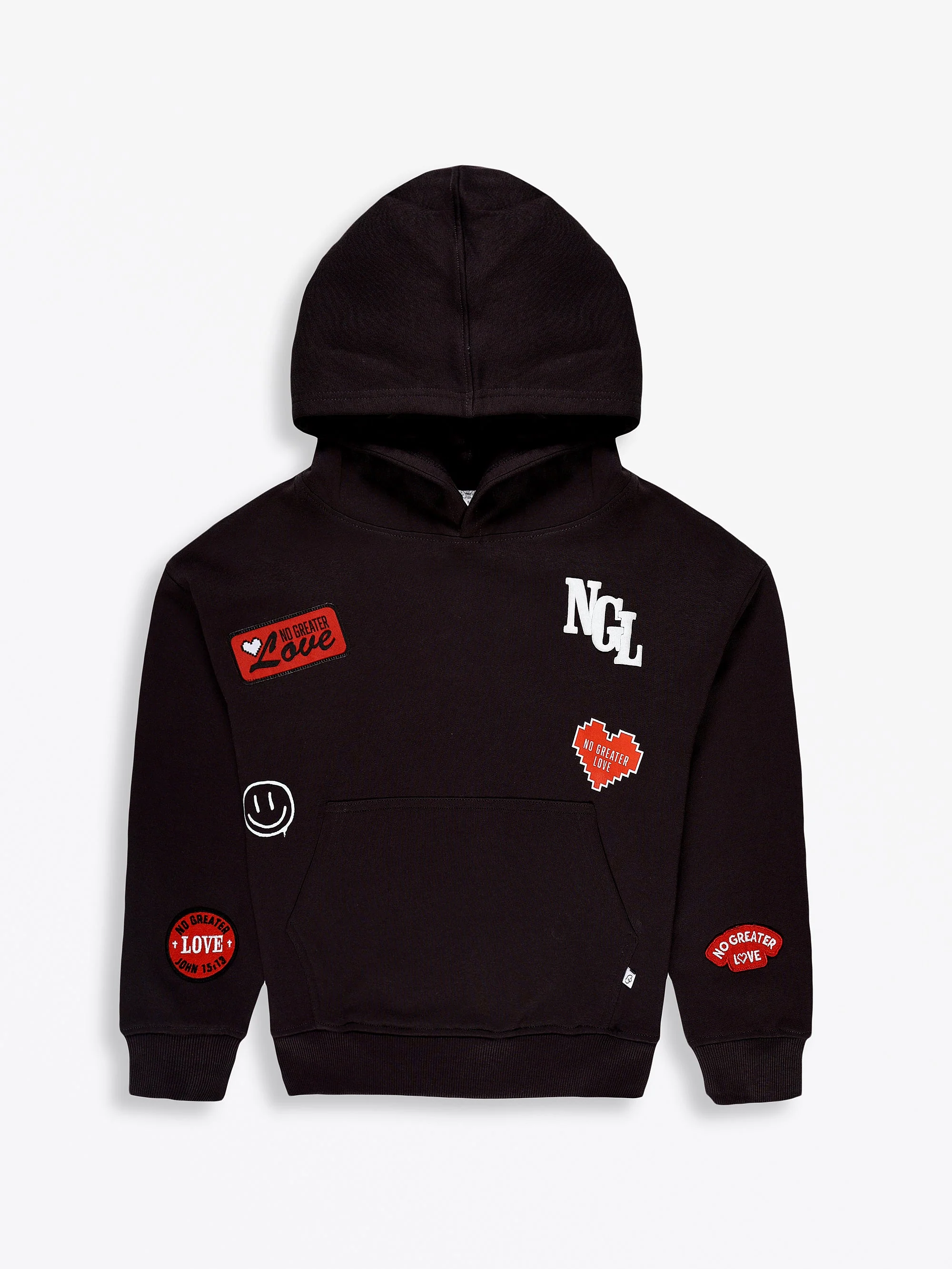 No Greater Love Vintage Washed Black Cotton Fleece Hoodie - Image 2