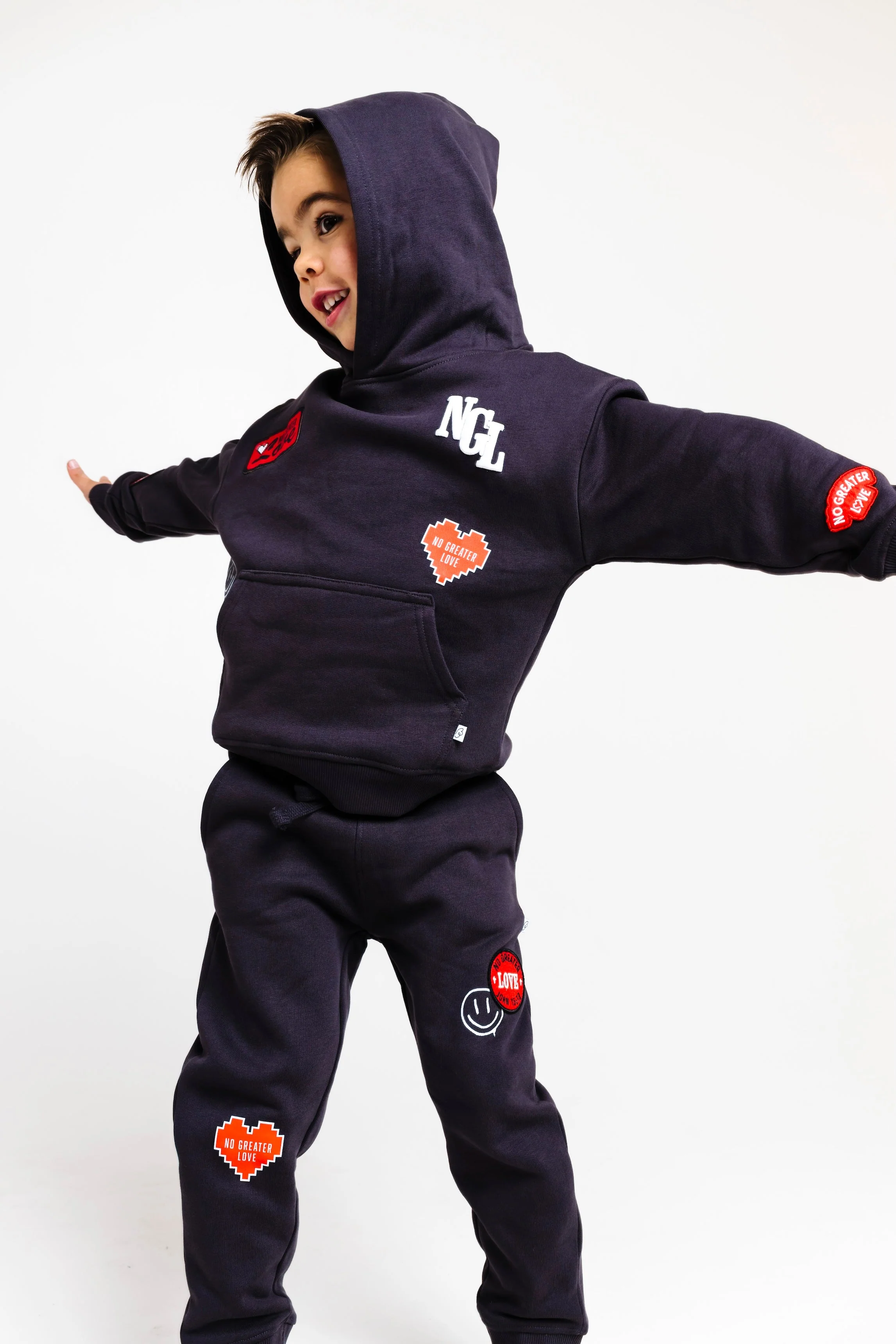 No Greater Love Vintage Washed Black Cotton Fleece Hoodie - Image 5