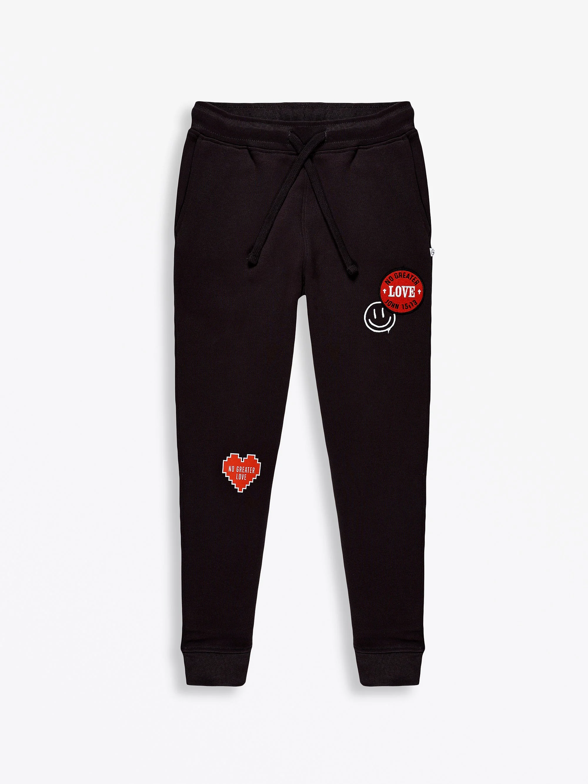 No Greater Love Vintage Washed Black Cotton Fleece Jogger - Image 2