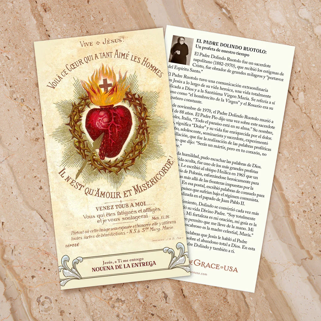 Novena de la Entrega – Tríptico de estampa/The Surrender Novena SPANISH version Trifold Holy Cards (3" X 5") - Image 2