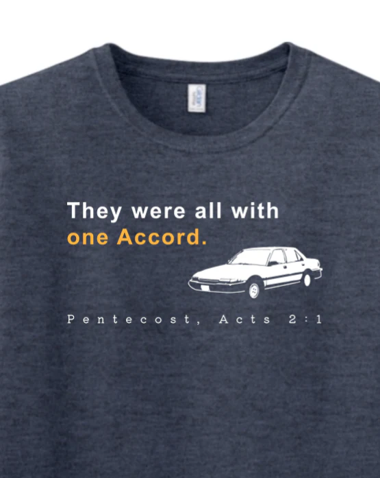 One Accord - Pentecost, Acts 2:1 Adult T-Shirt - Image 2