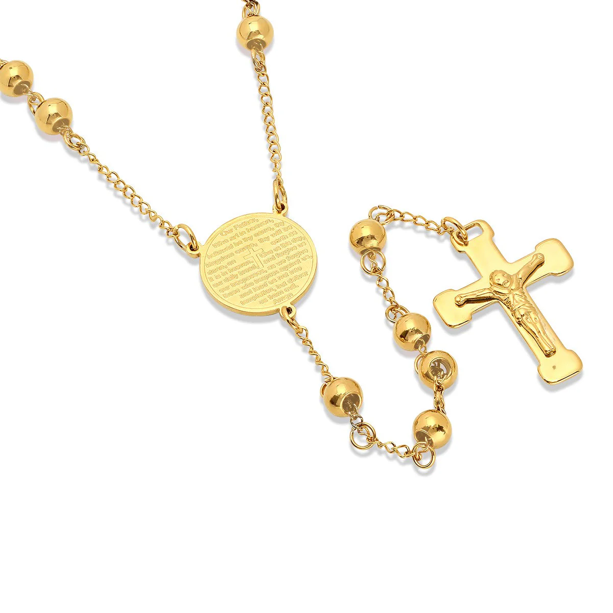 Our Father Prayer Rosary Necklace - Image 2