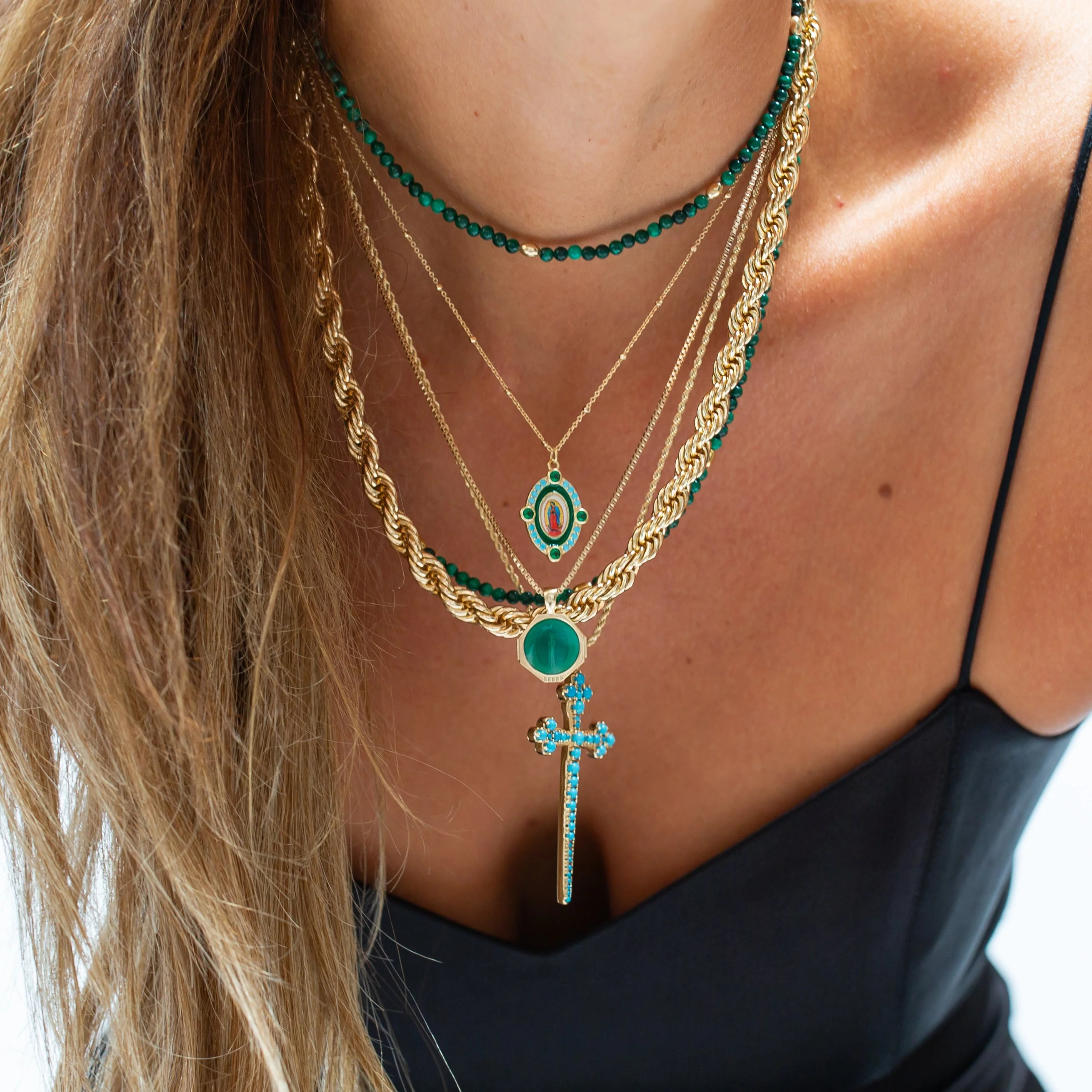 Our Lady Guadalupe Necklace - Green - Image 4