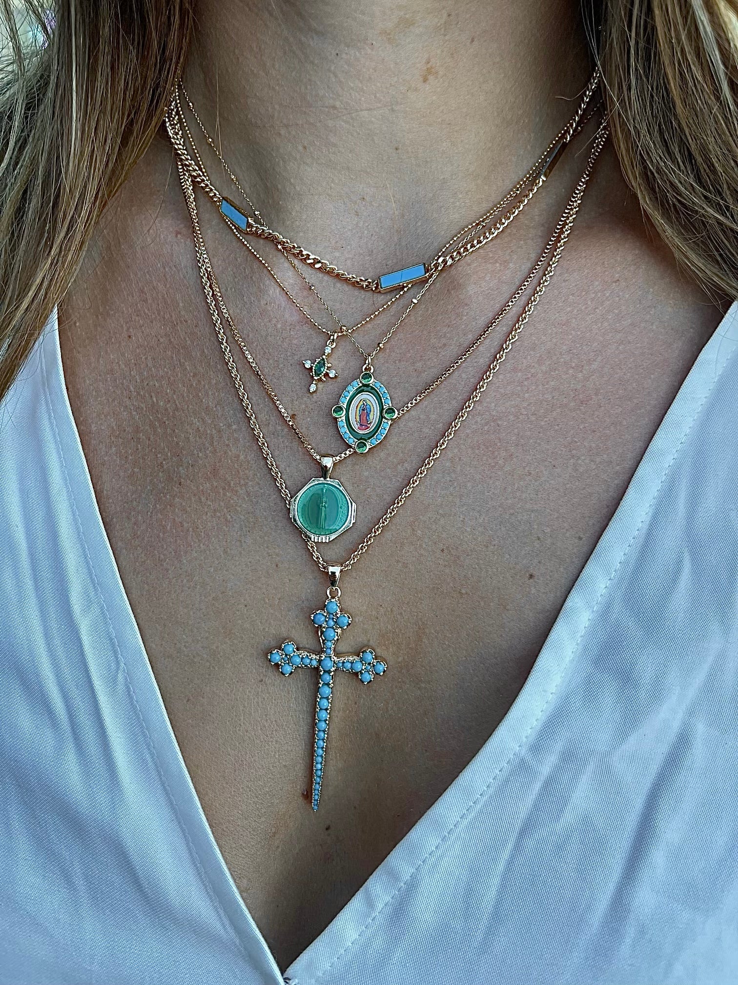 Our Lady Guadalupe Necklace - Green - Image 5