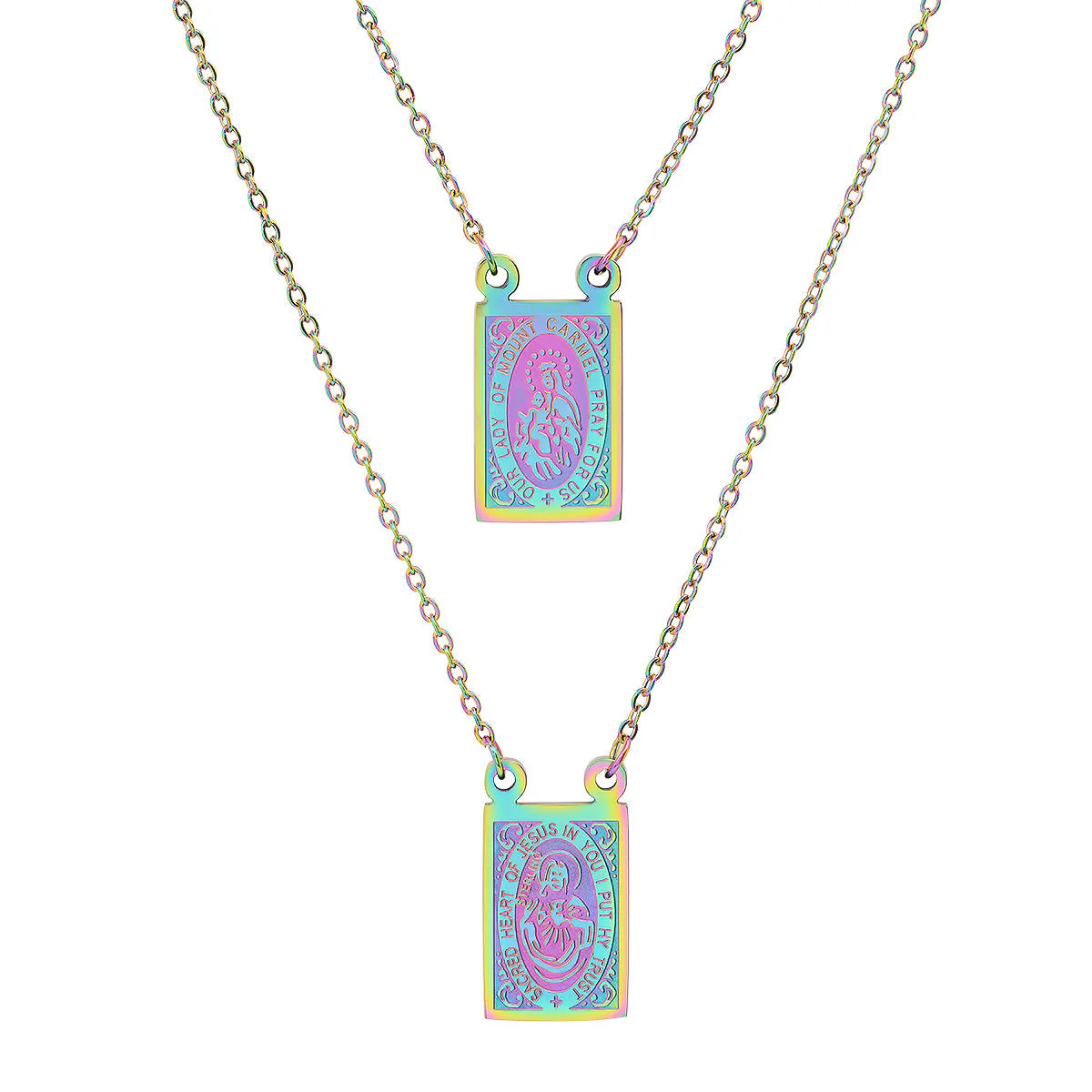 Our Lady Mount Carmel Rectangle Scapular Necklace - Image 10