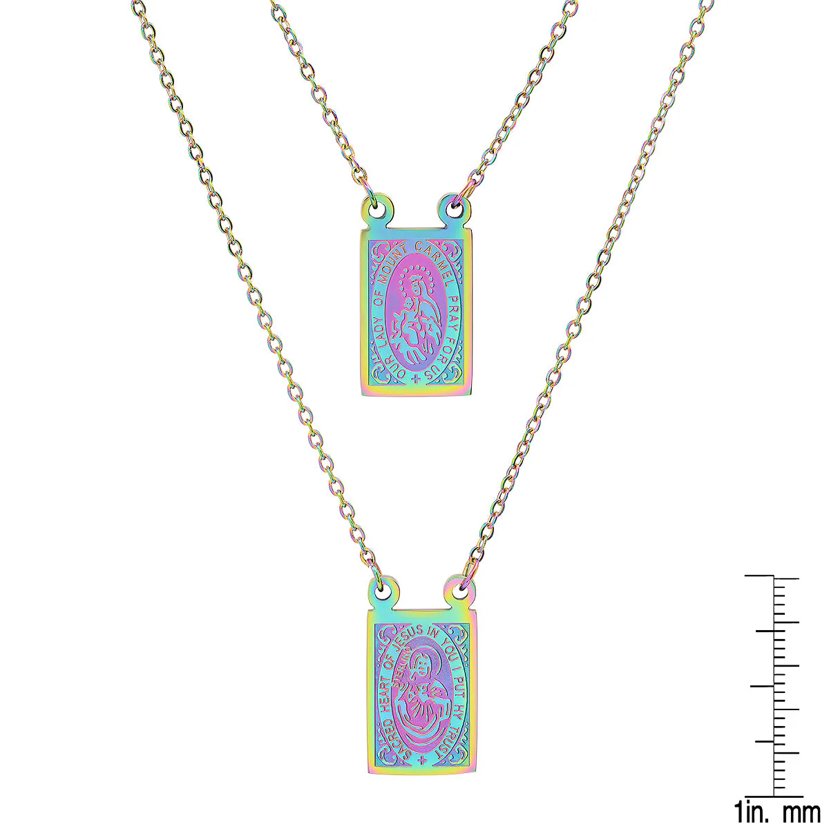 Our Lady Mount Carmel Rectangle Scapular Necklace - Image 12