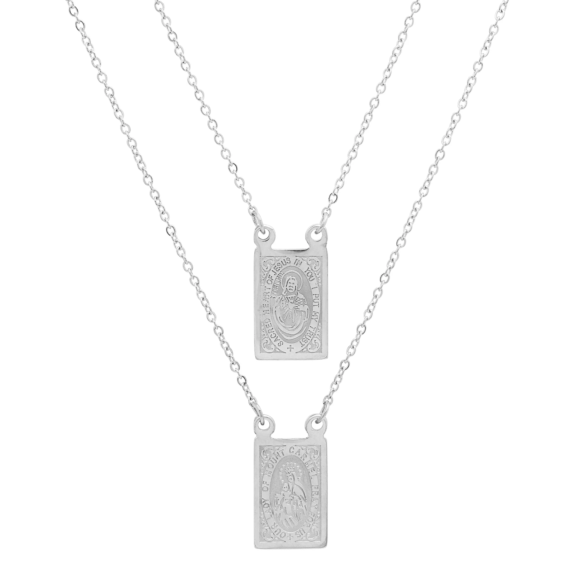 Our Lady Mount Carmel Rectangle Scapular Necklace - Image 2