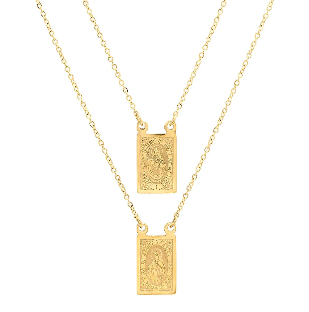 Our Lady Mount Carmel Rectangle Scapular Necklace - Image 6