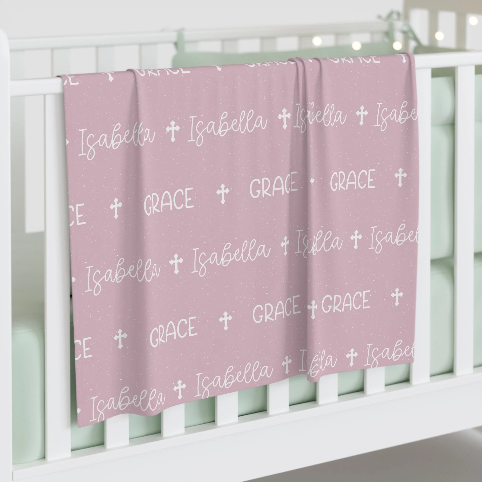 Personalized Pink Baby Name Swaddle Blanket - Image 10