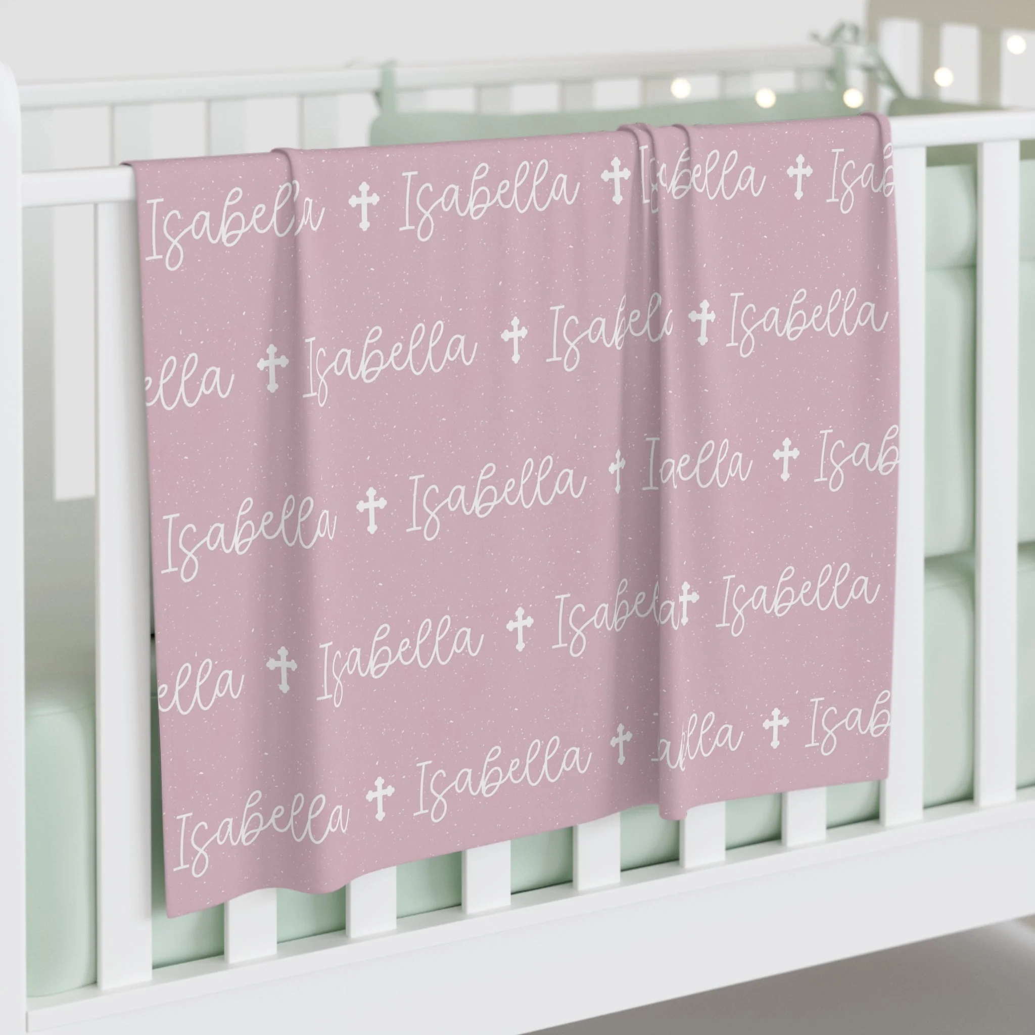 Personalized Pink Baby Name Swaddle Blanket - Image 9
