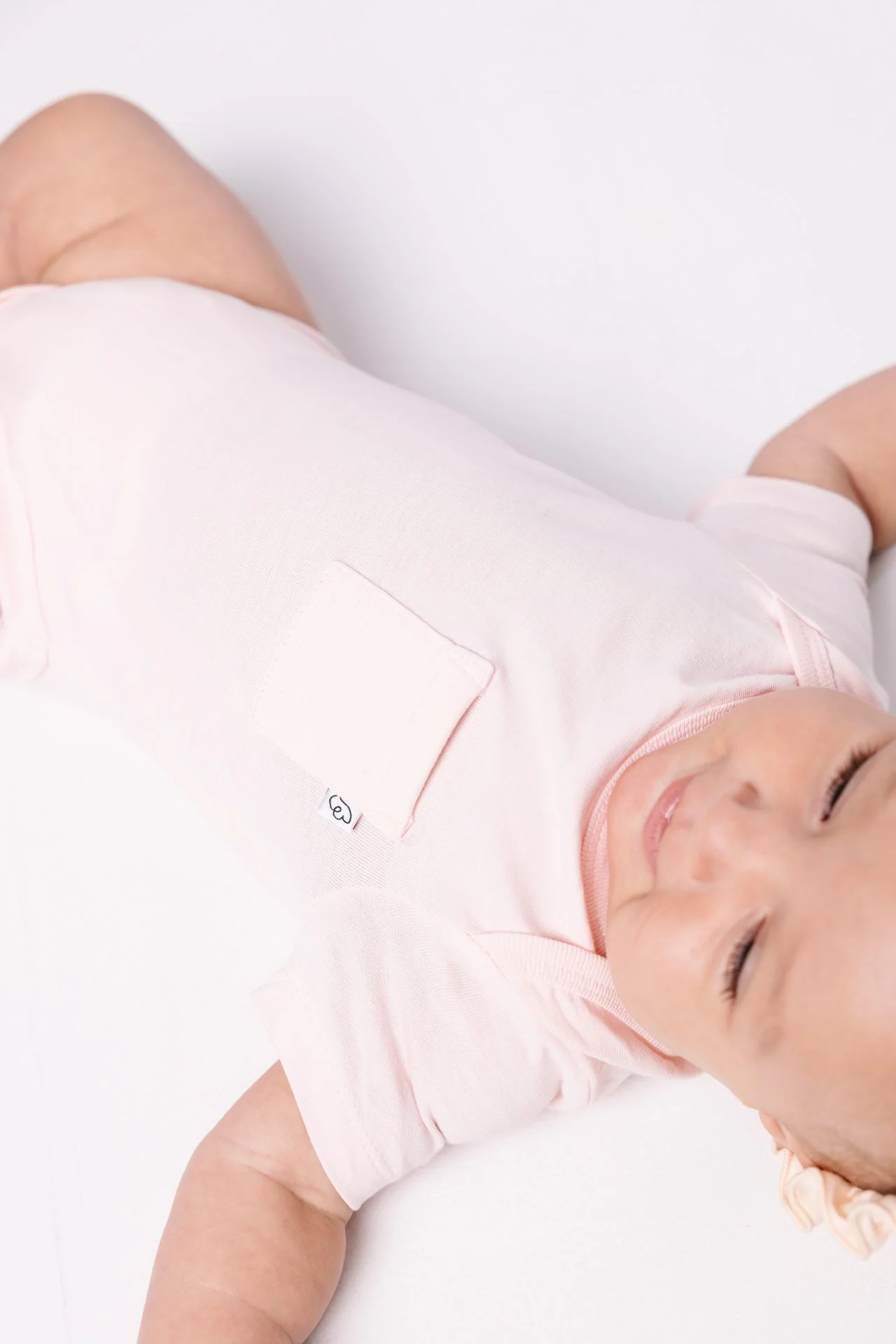 Pink Prayer Pocket Short Sleeve Bodysuit Cotton - Image 2
