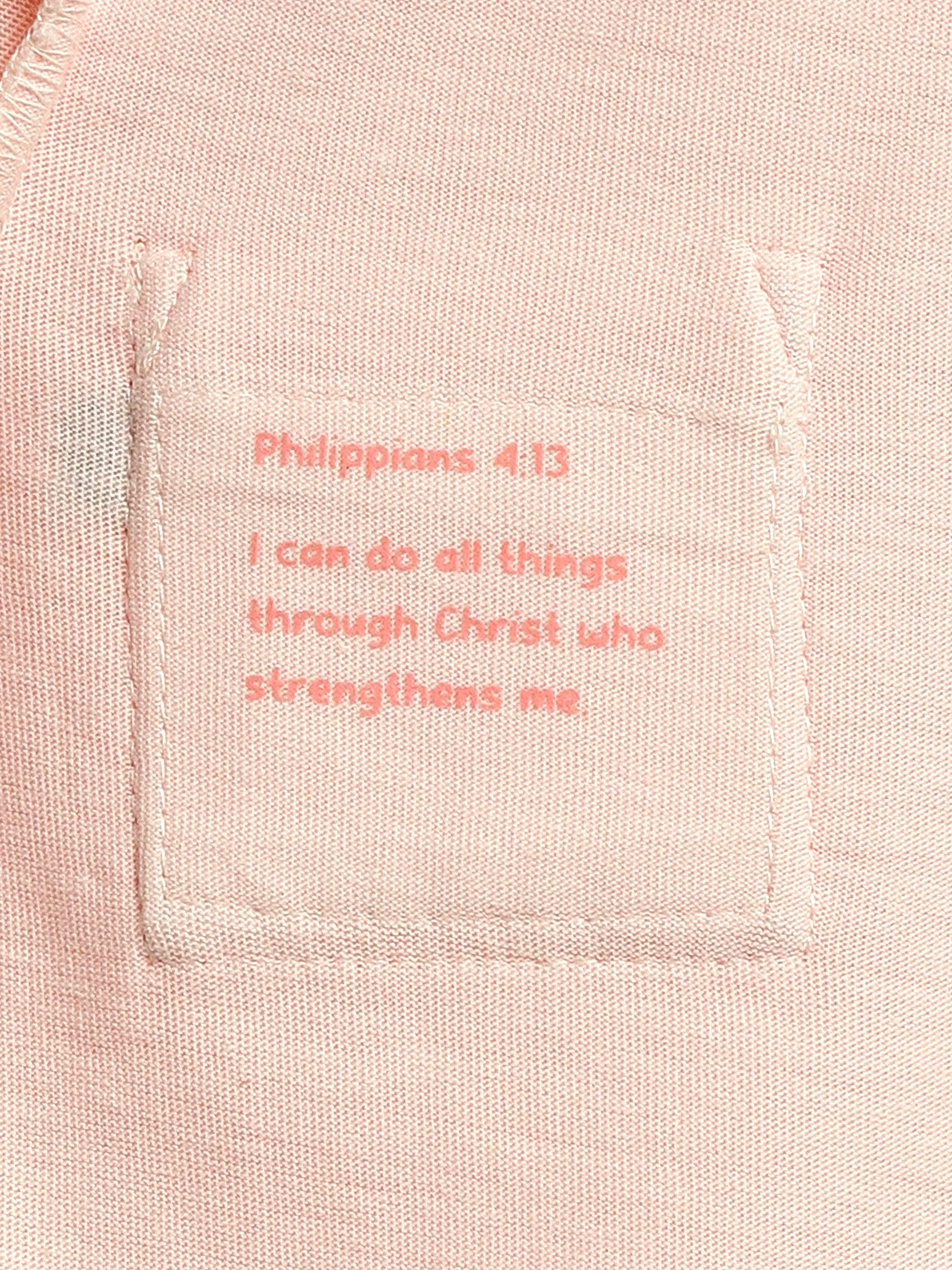 Pink Prayer Pocket Short Sleeve Bodysuit Cotton - Image 4