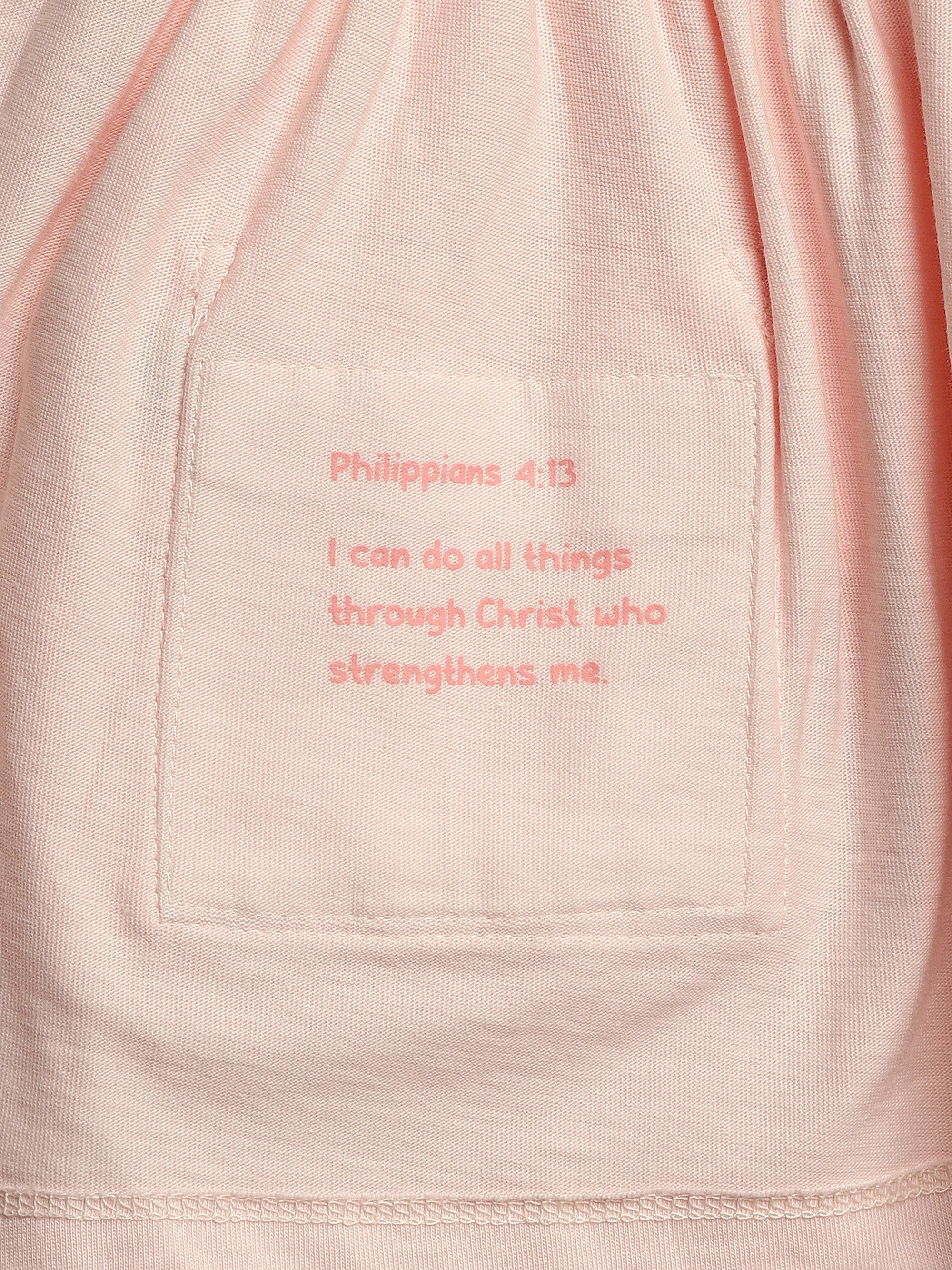 Pink Prayer Pocket Short Sleeve Twirl Dress Bodysuit Cotton - Image 4