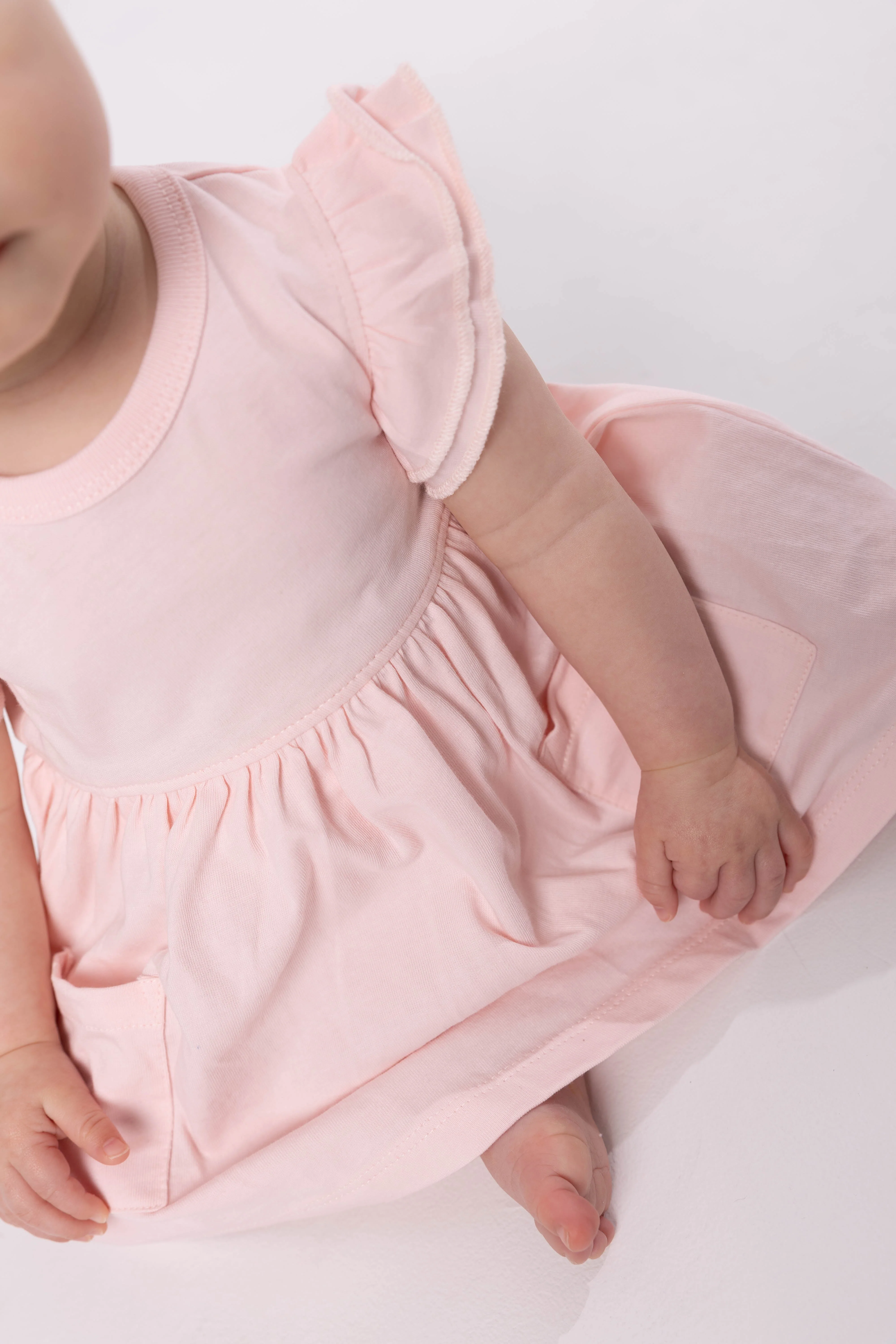 Pink Prayer Pocket Short Sleeve Twirl Dress Bodysuit Cotton - Image 5