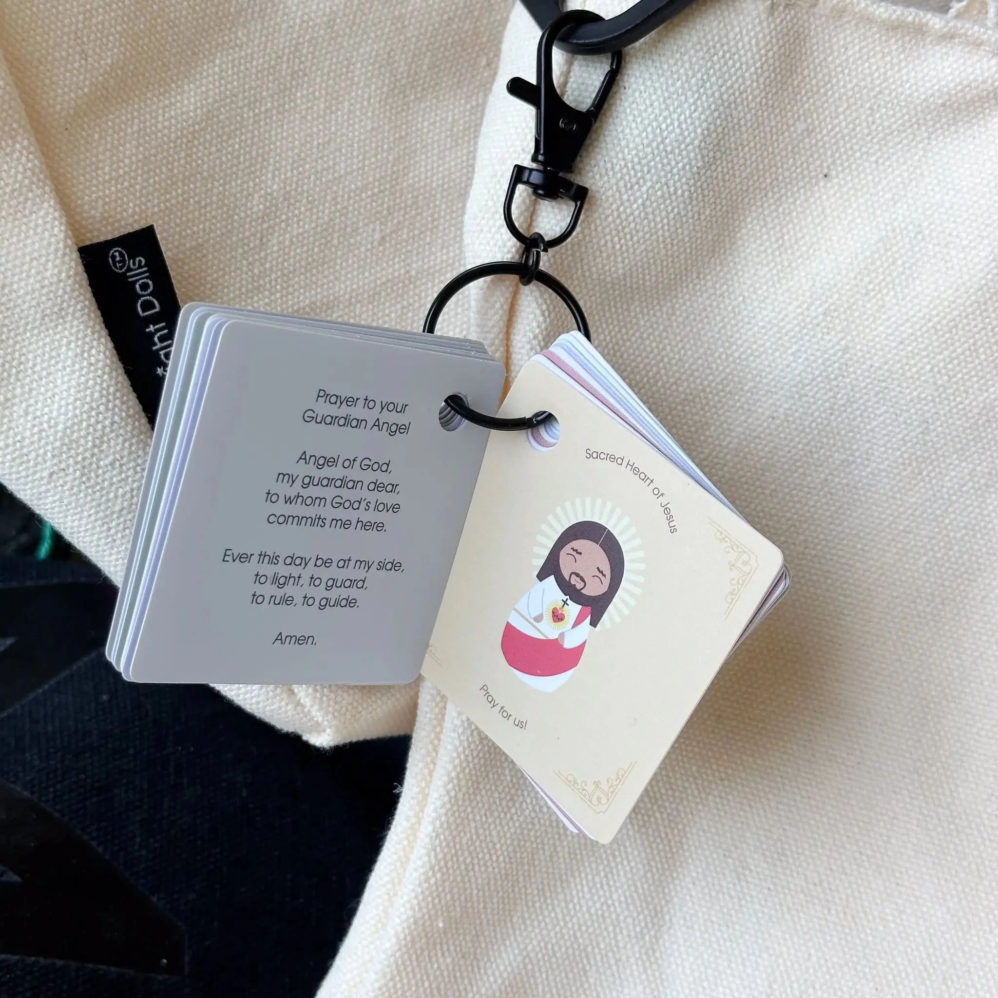 Pocket Prayers Waterproof Catholic Prayer Card Keychain Set - Image 2