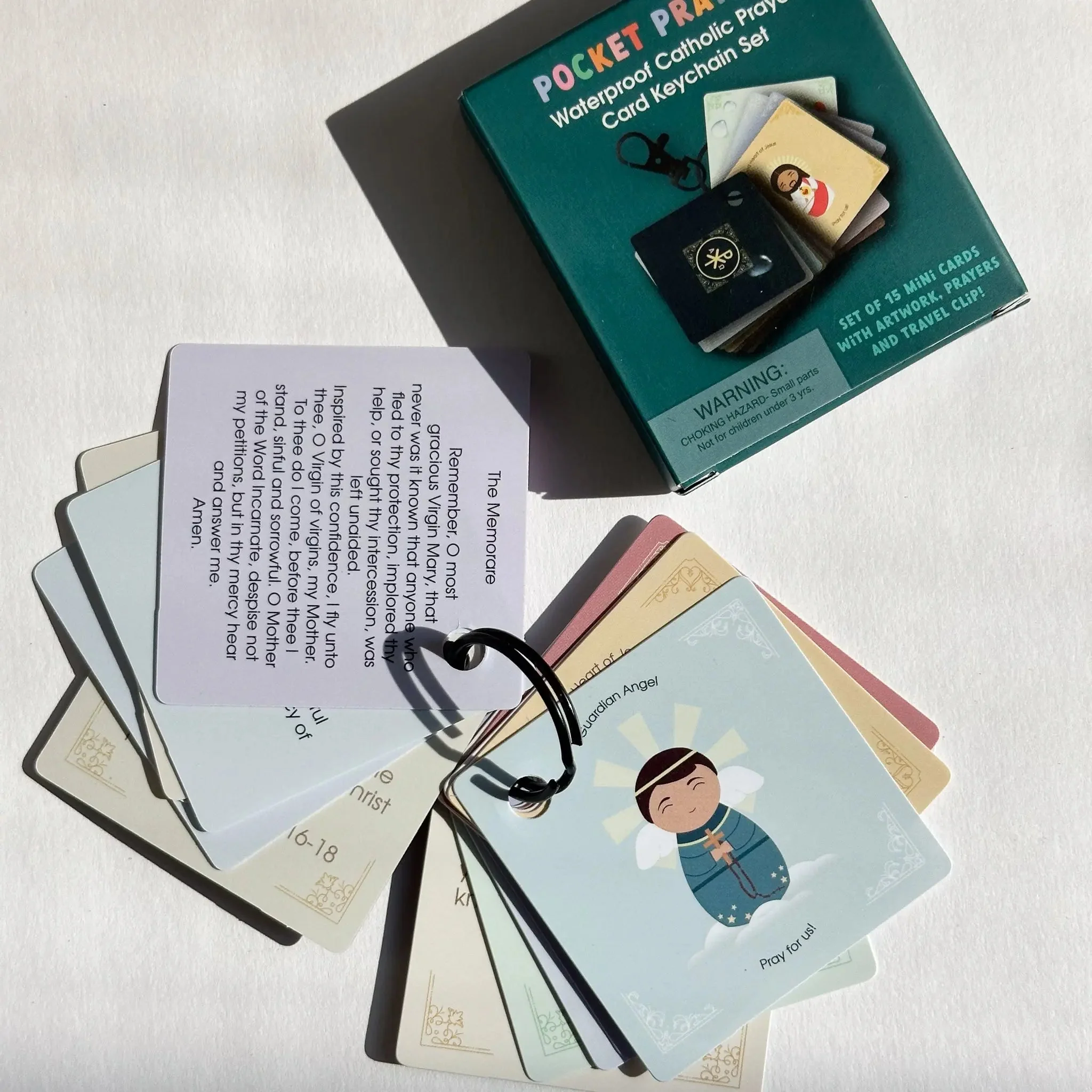Pocket Prayers Waterproof Catholic Prayer Card Keychain Set - Image 5