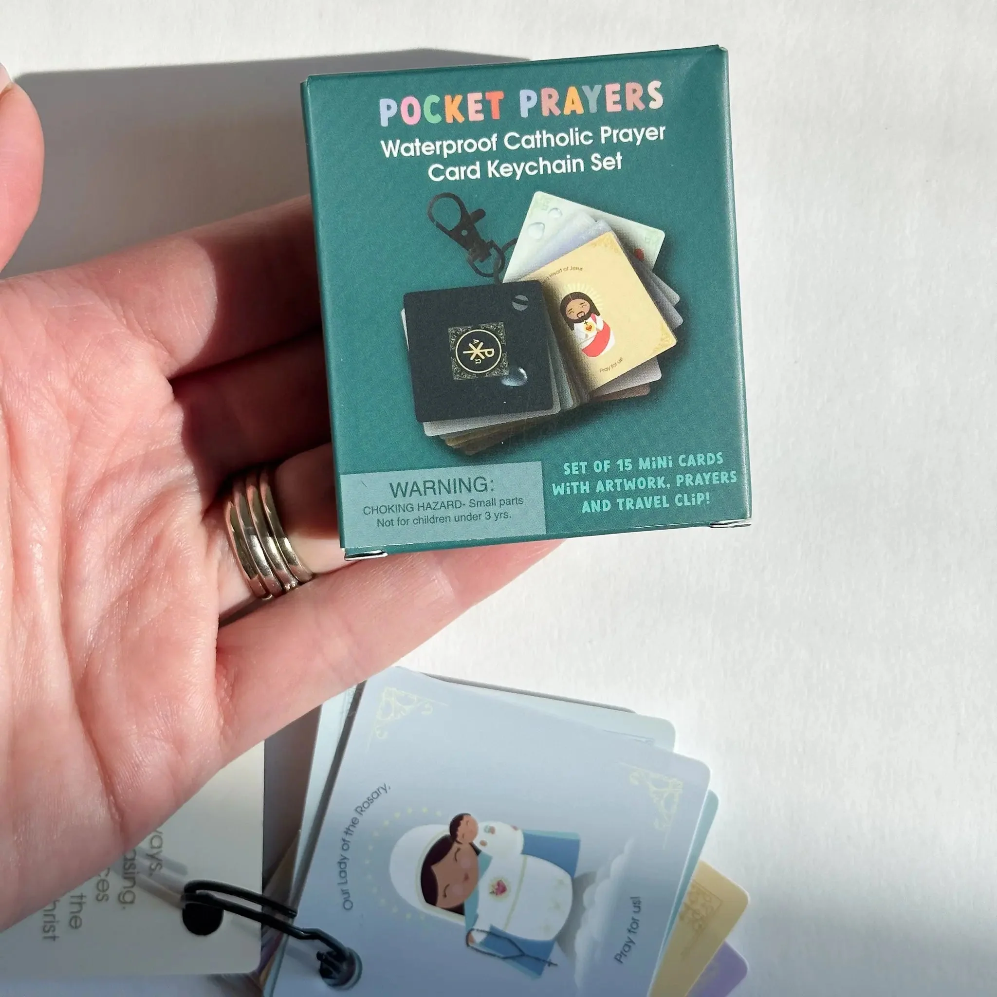 Pocket Prayers Waterproof Catholic Prayer Card Keychain Set - Image 9
