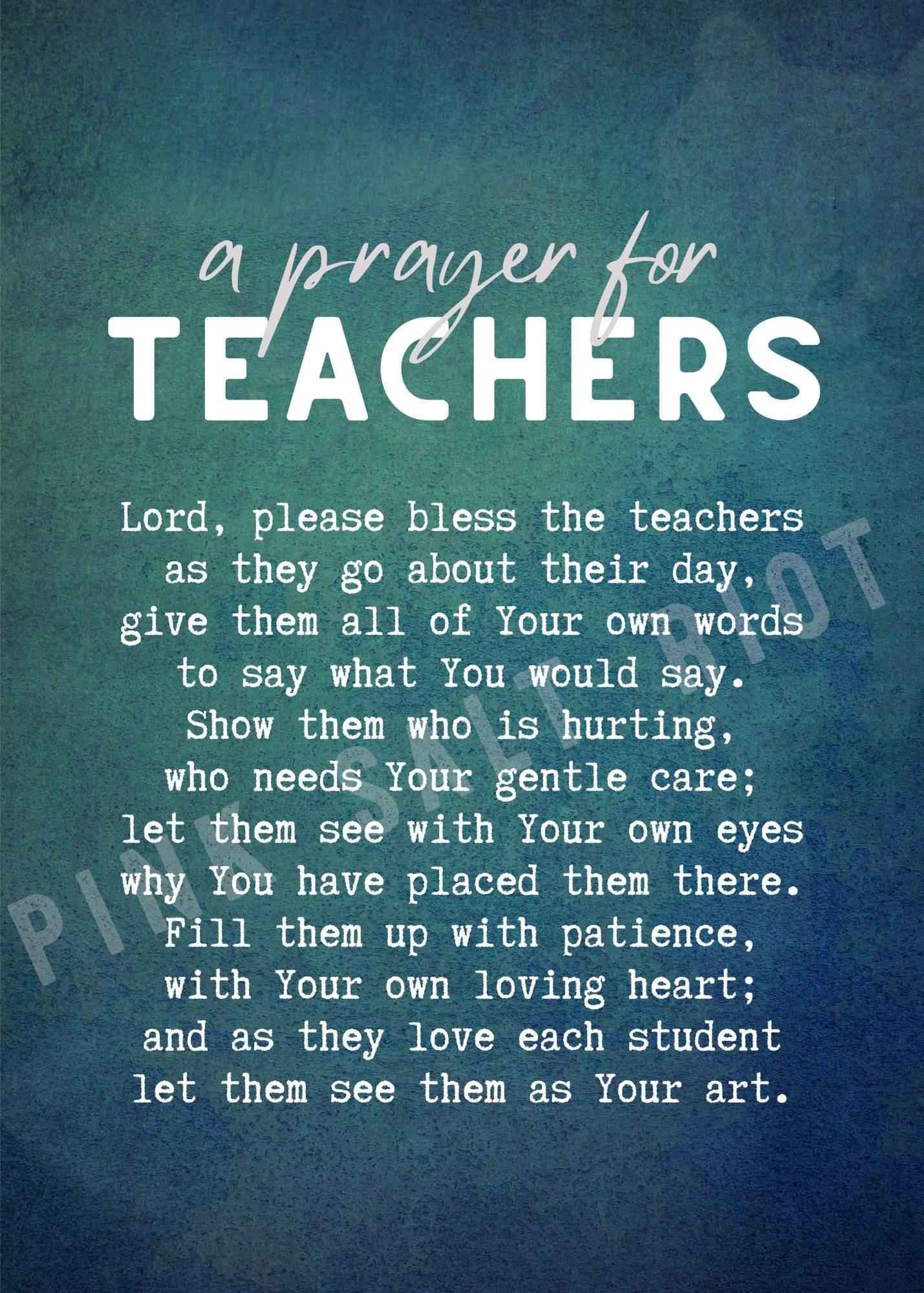 Prayer for Teachers Double Sided Print - Image 2