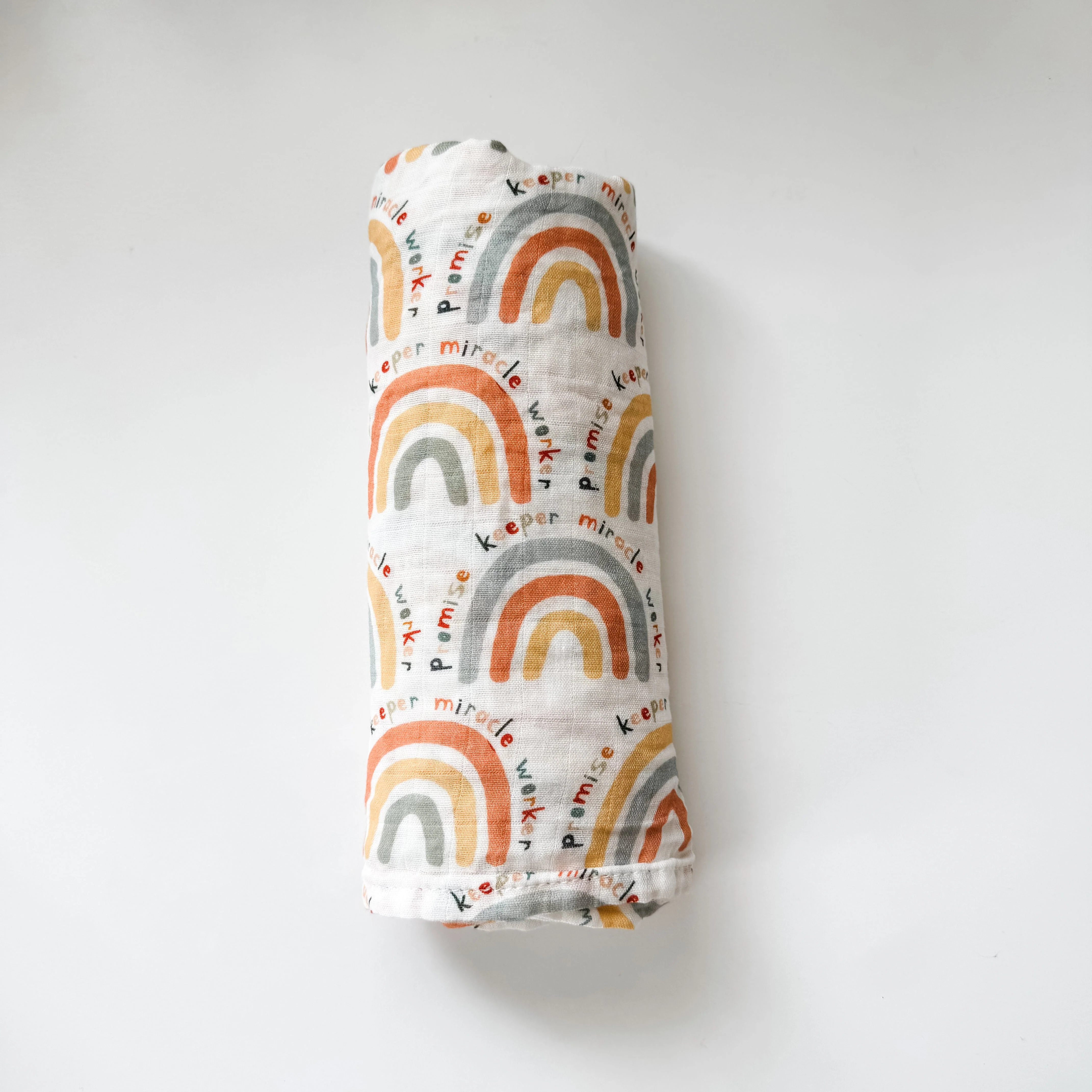 Promise Keeper Rainbows - Catholic Baby Muslin Blanket Swaddle - Image 2