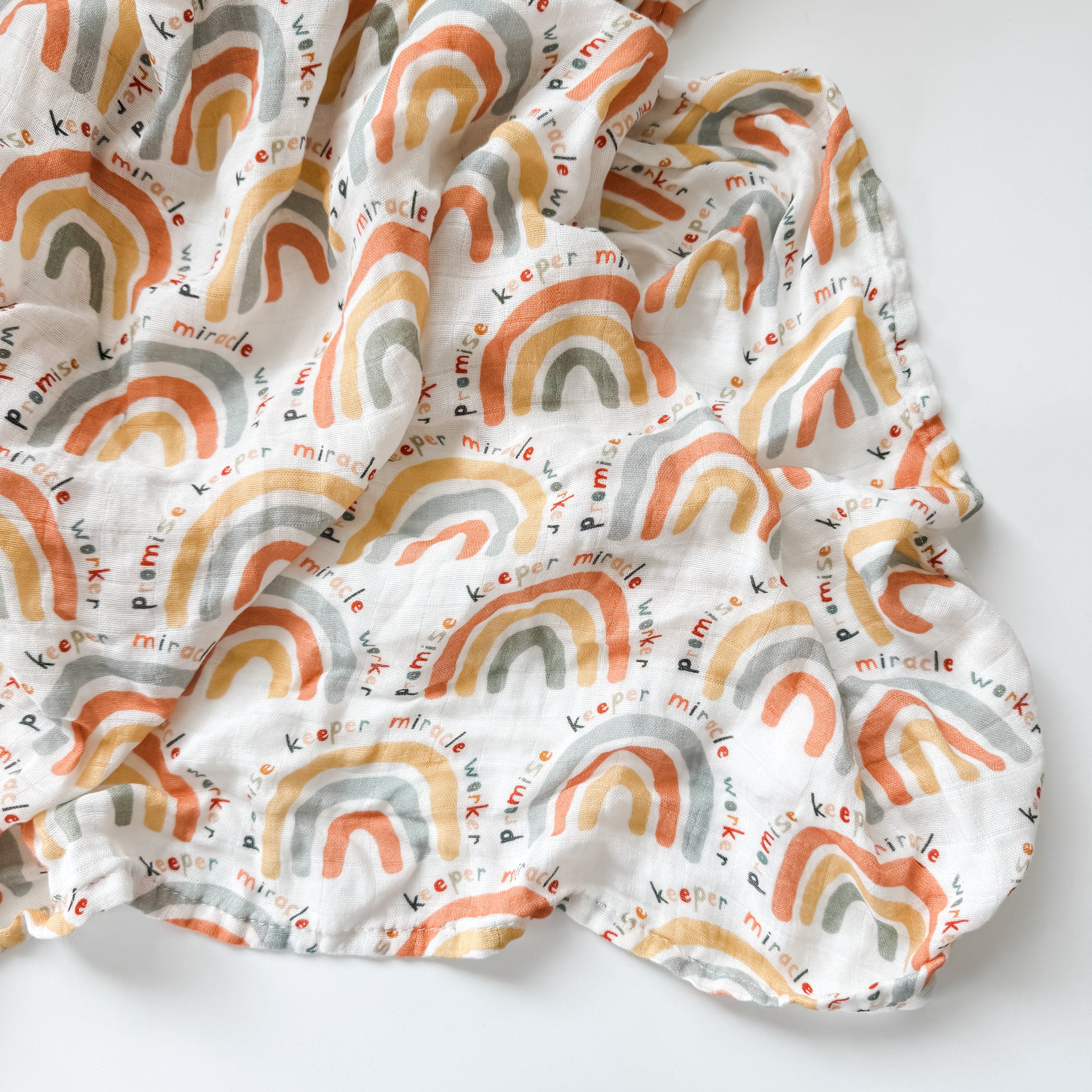Promise Keeper Rainbows - Catholic Baby Muslin Blanket Swaddle - Image 4