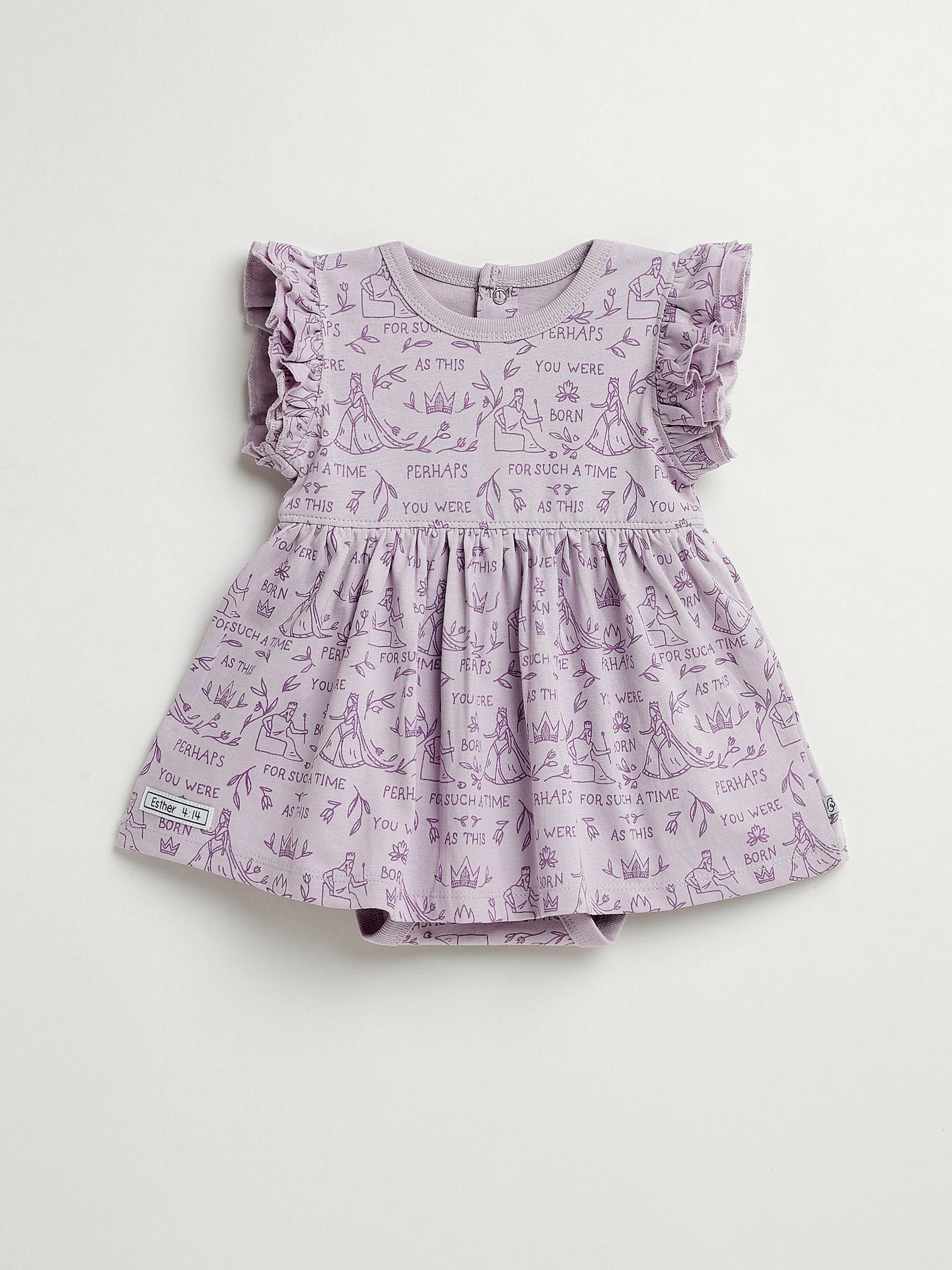 Queen Esther Lavender Short Sleeve Twirl Dress Bodysuit Cotton